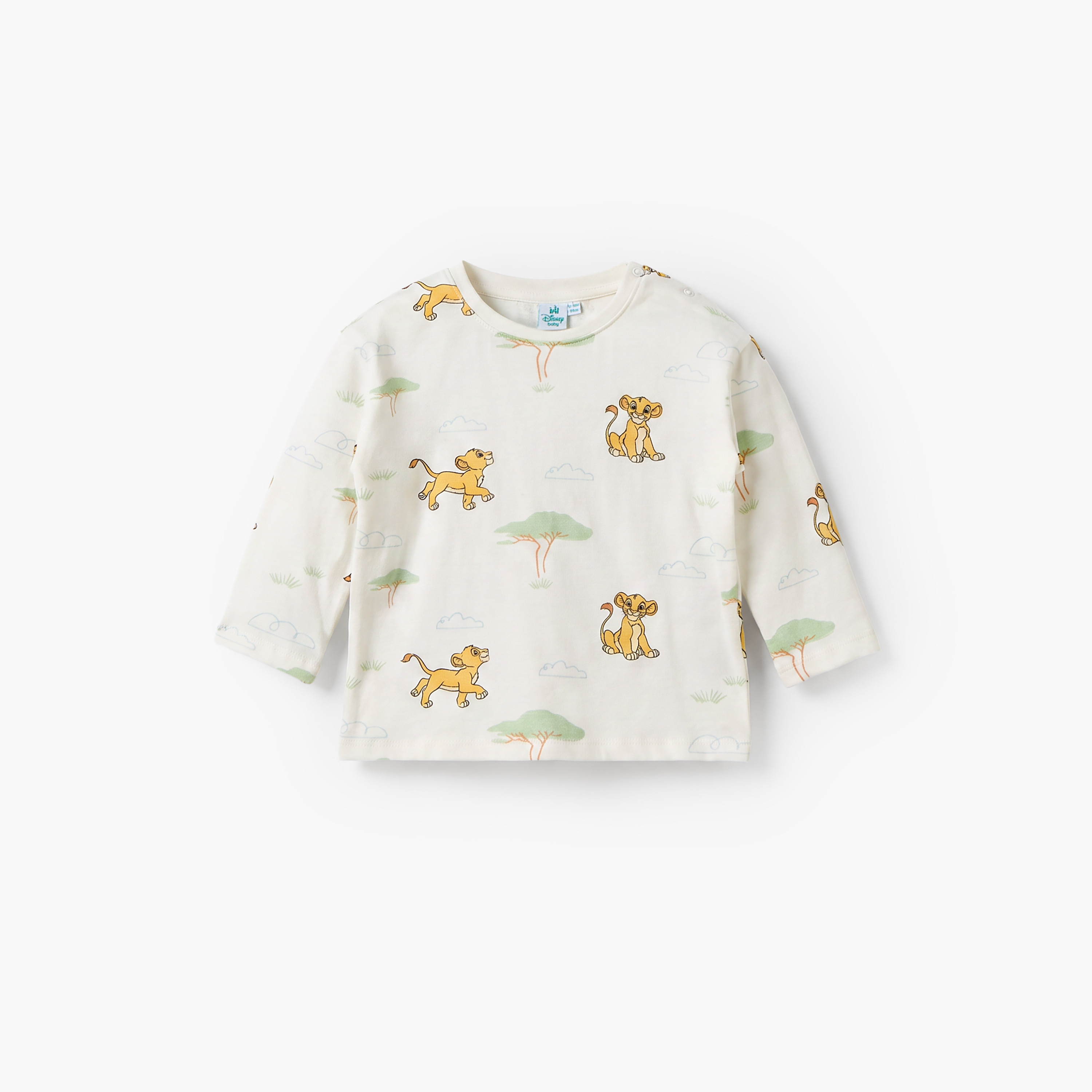 Disney Crew Neck Long Sleeves T-shirt and Dungaree Set with Lion King Print-baby-boys-clothing-setsandcoords-image-4
