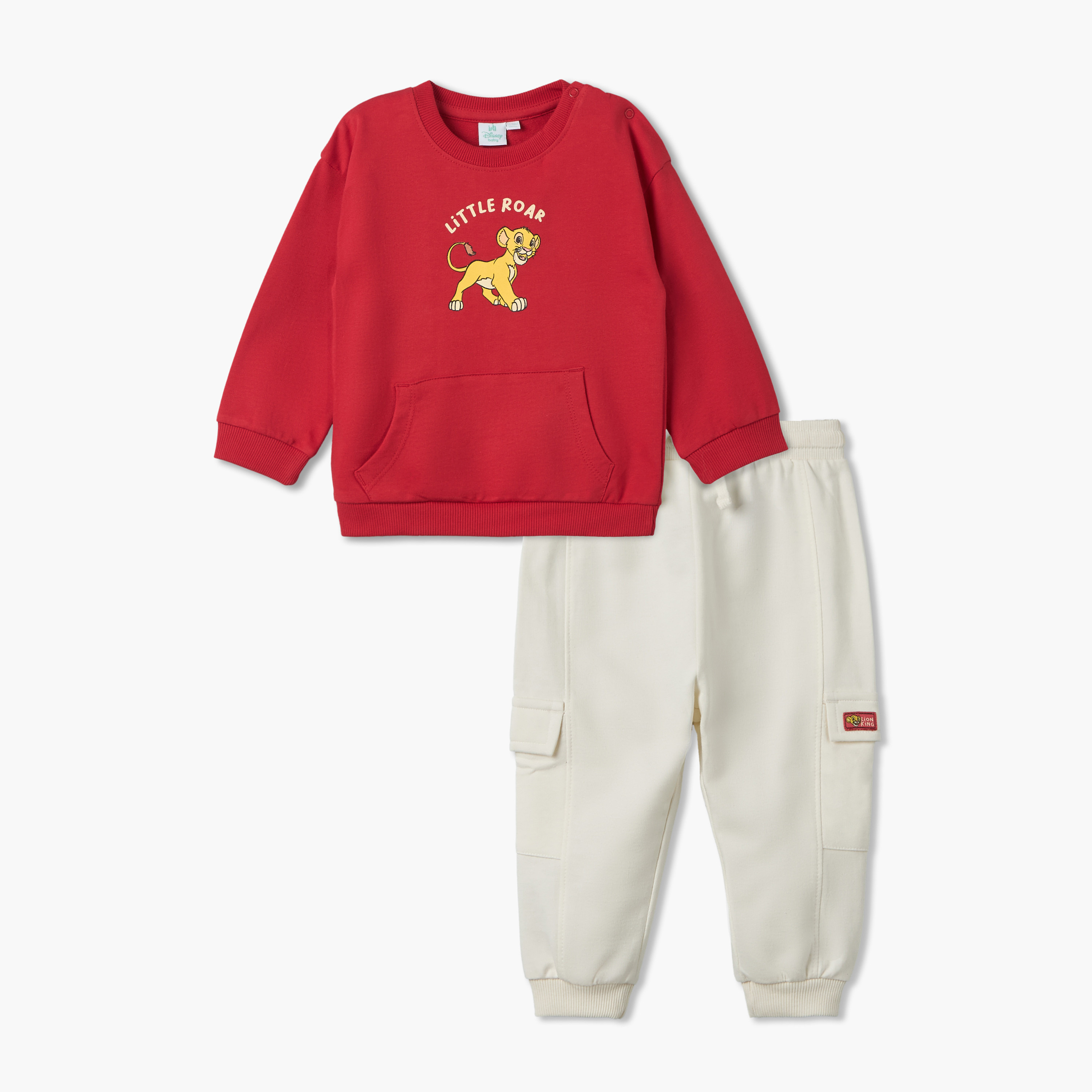 طقم سويت شيرت بأكمام طويلة وياقة ضيقة وطبعات سيمبا مع بنطلون رياضي من ديزني-baby-boys-clothing-setsandcoords-image-2