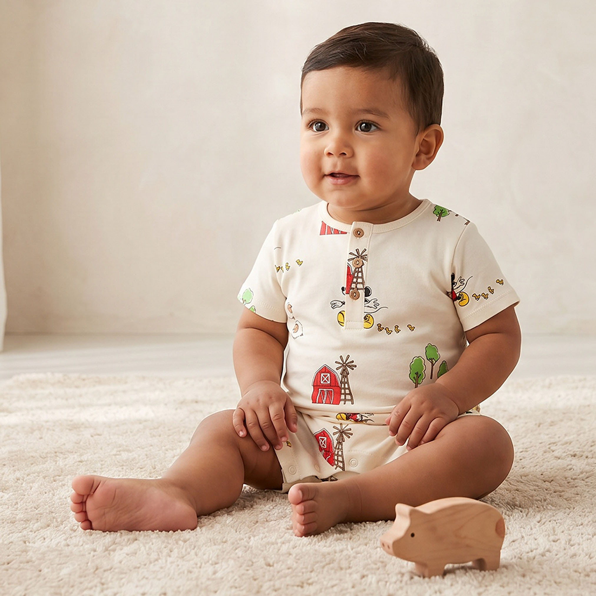 Pack of 2 Disney Round Neck Short Sleeves Romper with Mickey Mouse Print-baby-boys-clothing-rompers-image-2