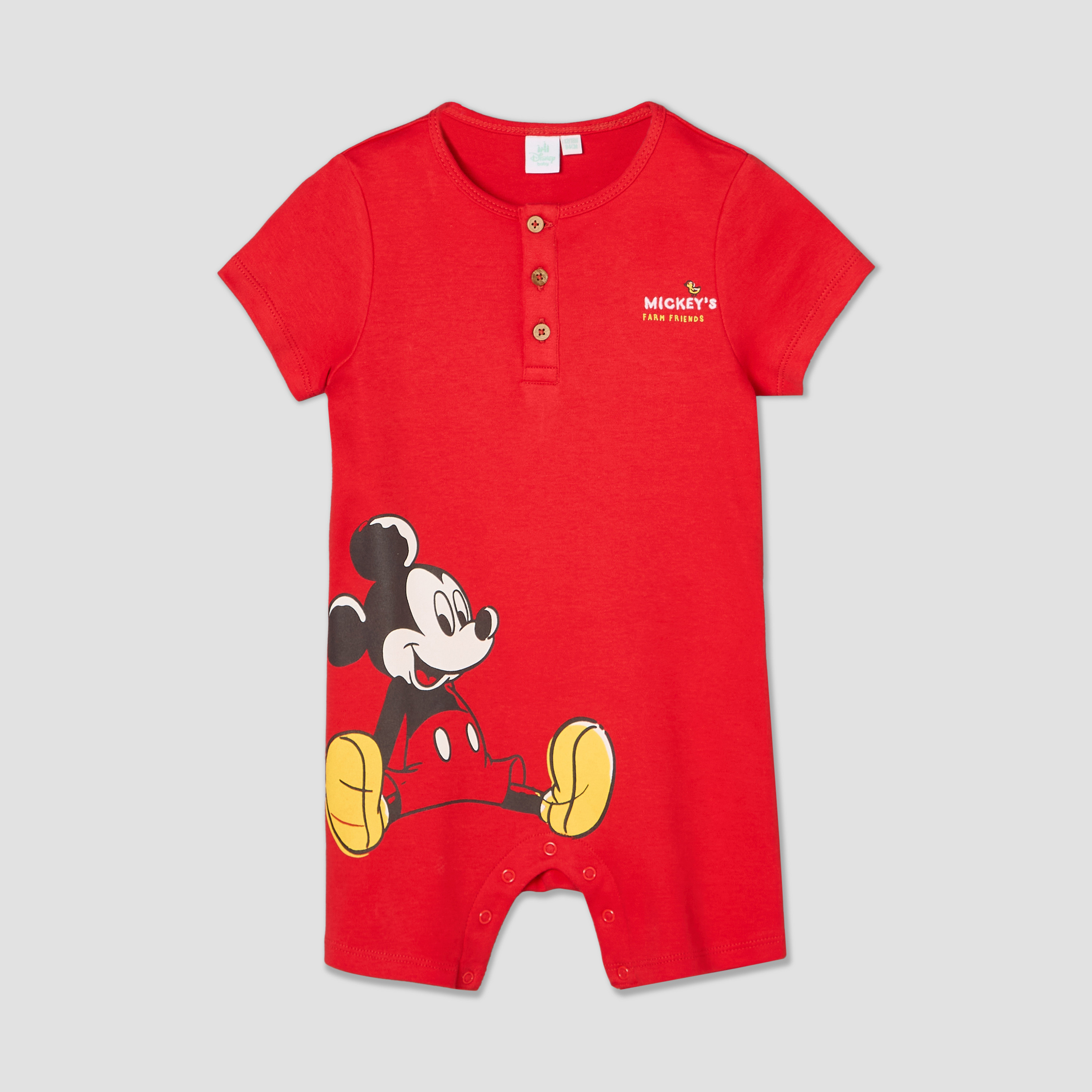 Pack of 2 Disney Round Neck Short Sleeves Romper with Mickey Mouse Print-baby-boys-clothing-rompers-image-3