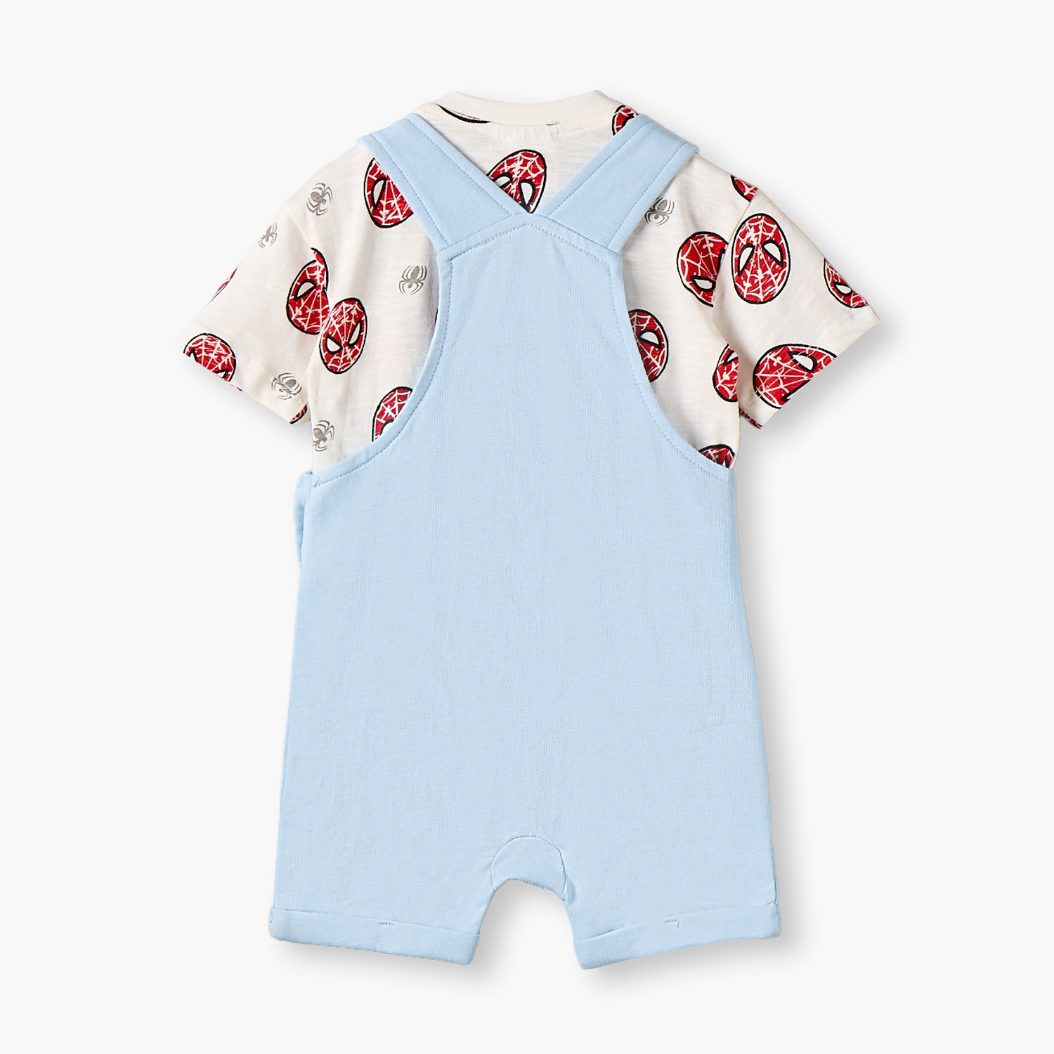 Round Neck Short Sleeves T-shirt and Dungaree Set with Spider-Man Print-baby-boys-clothing-setsandcoords-image-2