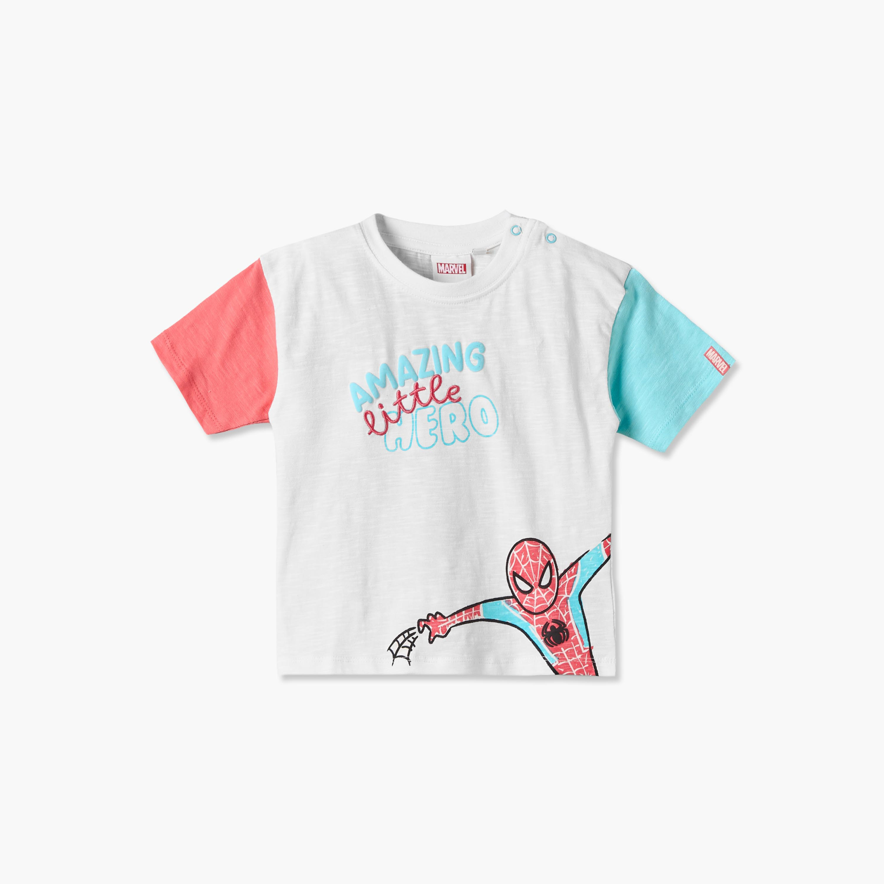 طقم تيشيرت بياقة ضيقة وأكمام قصيرة وشورت بطبعات سبايدرمان-baby-boys-clothing-setsandcoords-image-3