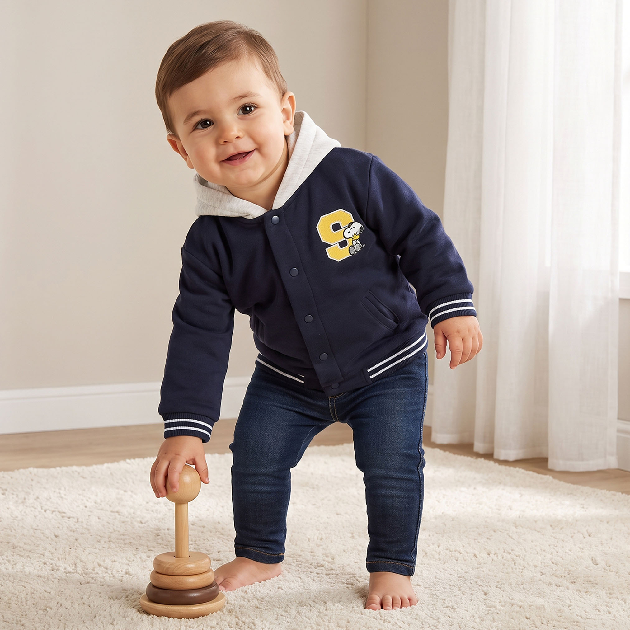 سويت شيرت بتزيينات سنوبي وأكمام طويلة-baby-boys-clothing-winterwear-sweatshirts-image-1