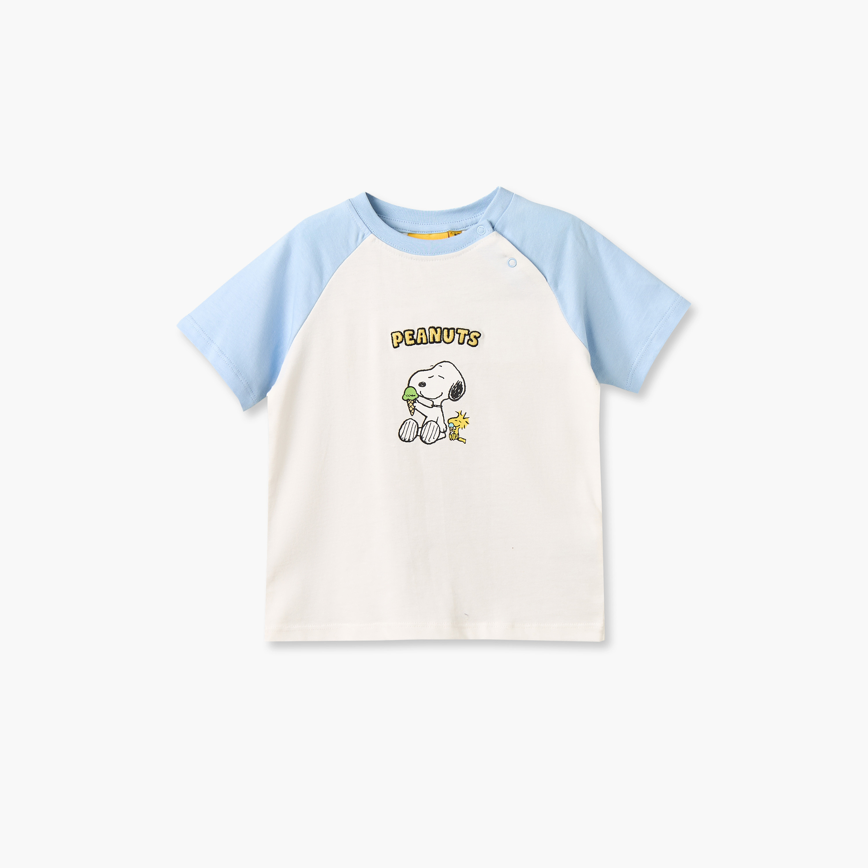 Crew Neck Short Sleeves T-shirt and Shorts Set with Snoopy Print-baby-boys-clothing-setsandcoords-image-3