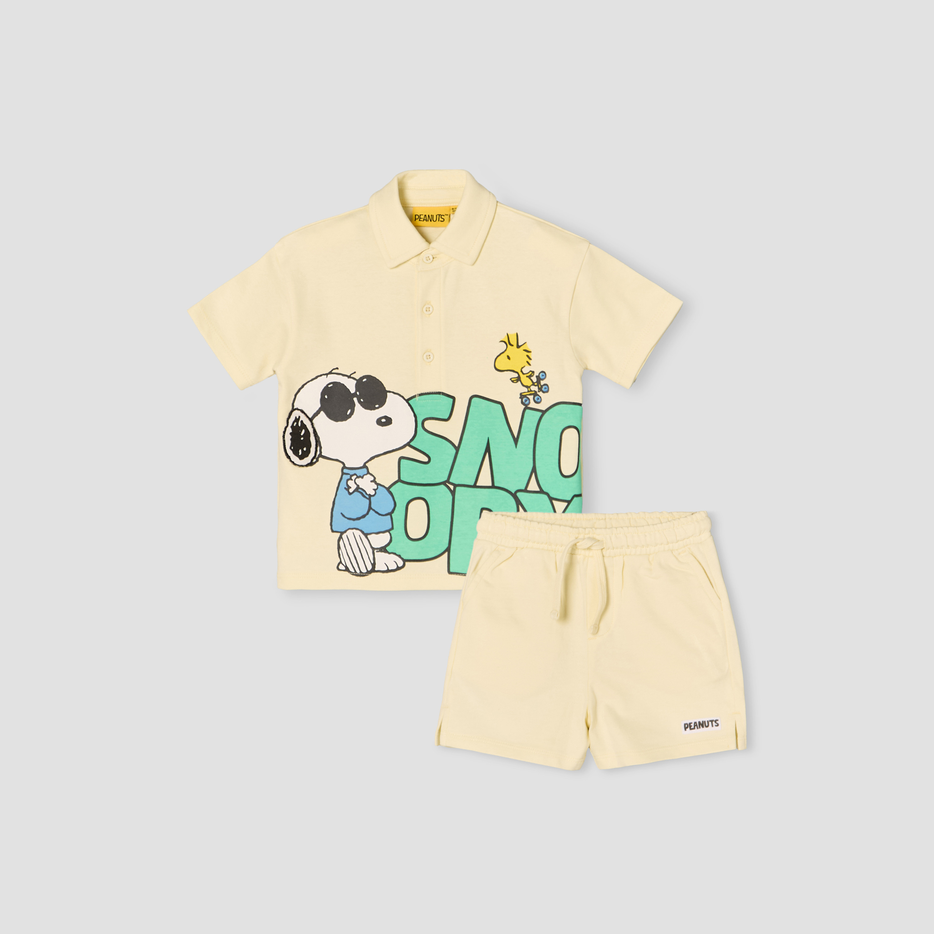 Collared Short Sleeves Polo T-shirt and Shorts Set with Snoopy Print-baby-boys-clothing-setsandcoords-image-2