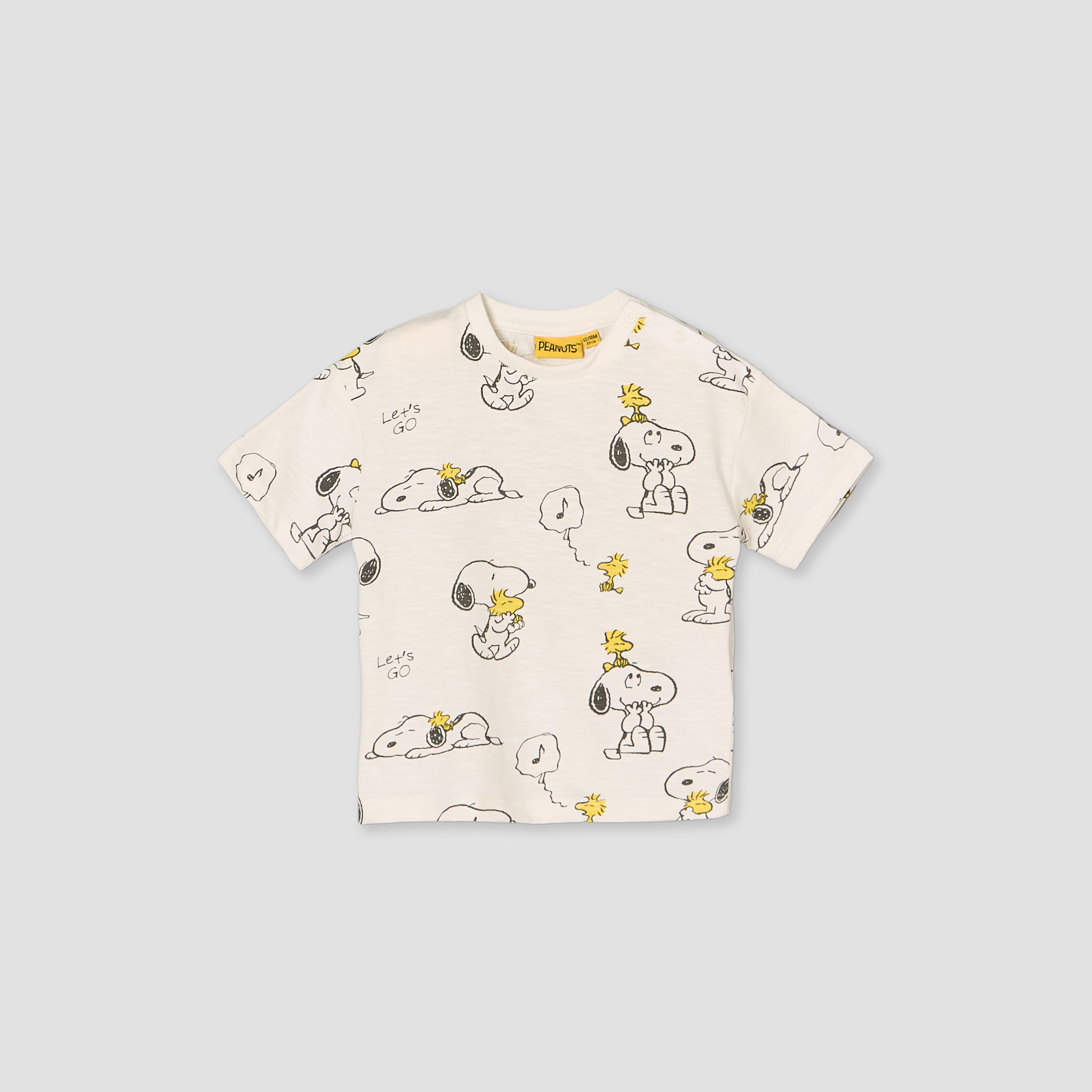 Crew Neck Short Sleeves T-shirt and Dungaree Set with Snoopy Print-baby-boys-clothing-setsandcoords-image-5