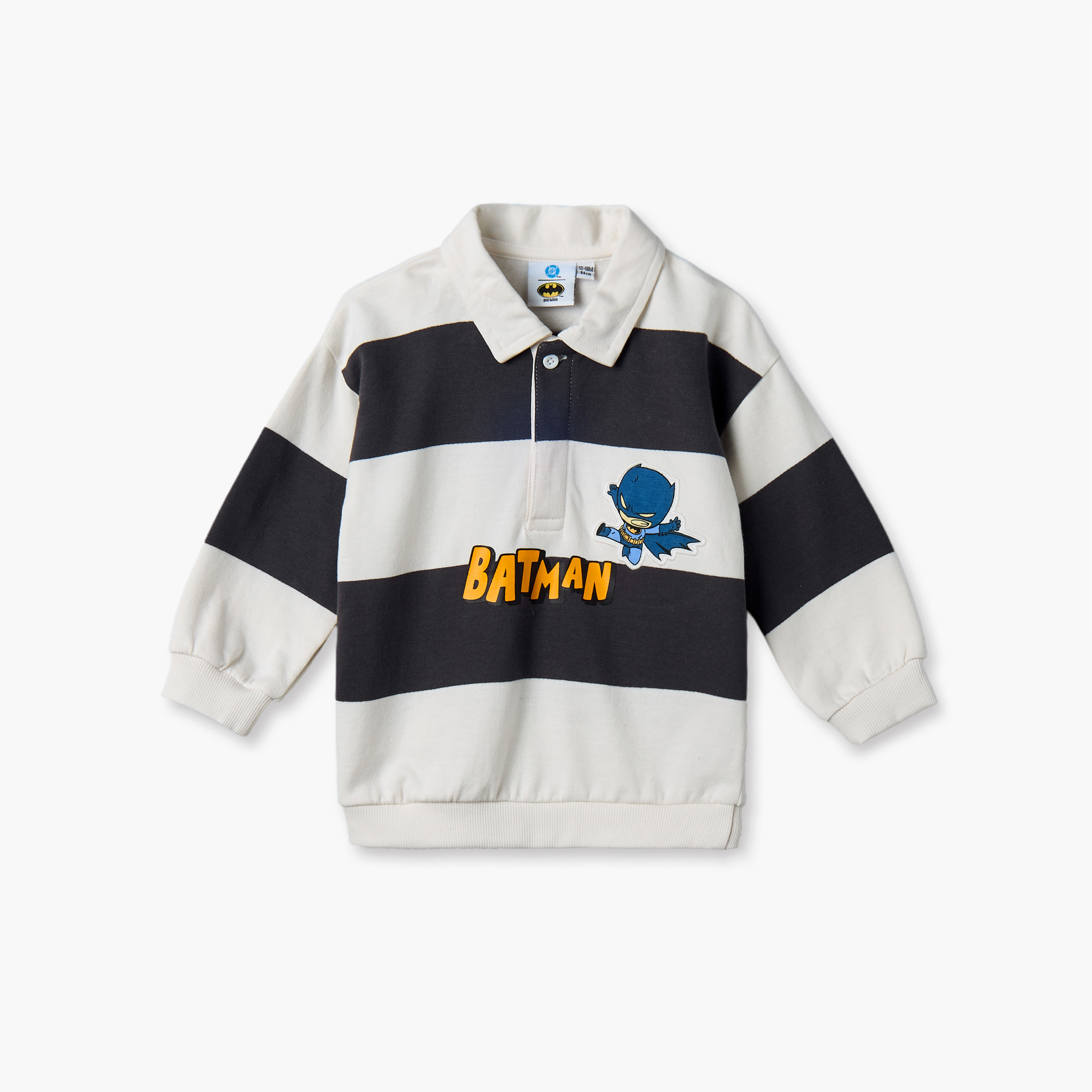 Collared Long Sleeves Sweatshirt and Joggers Set with Batman Print-baby-boys-clothing-setsandcoords-image-2