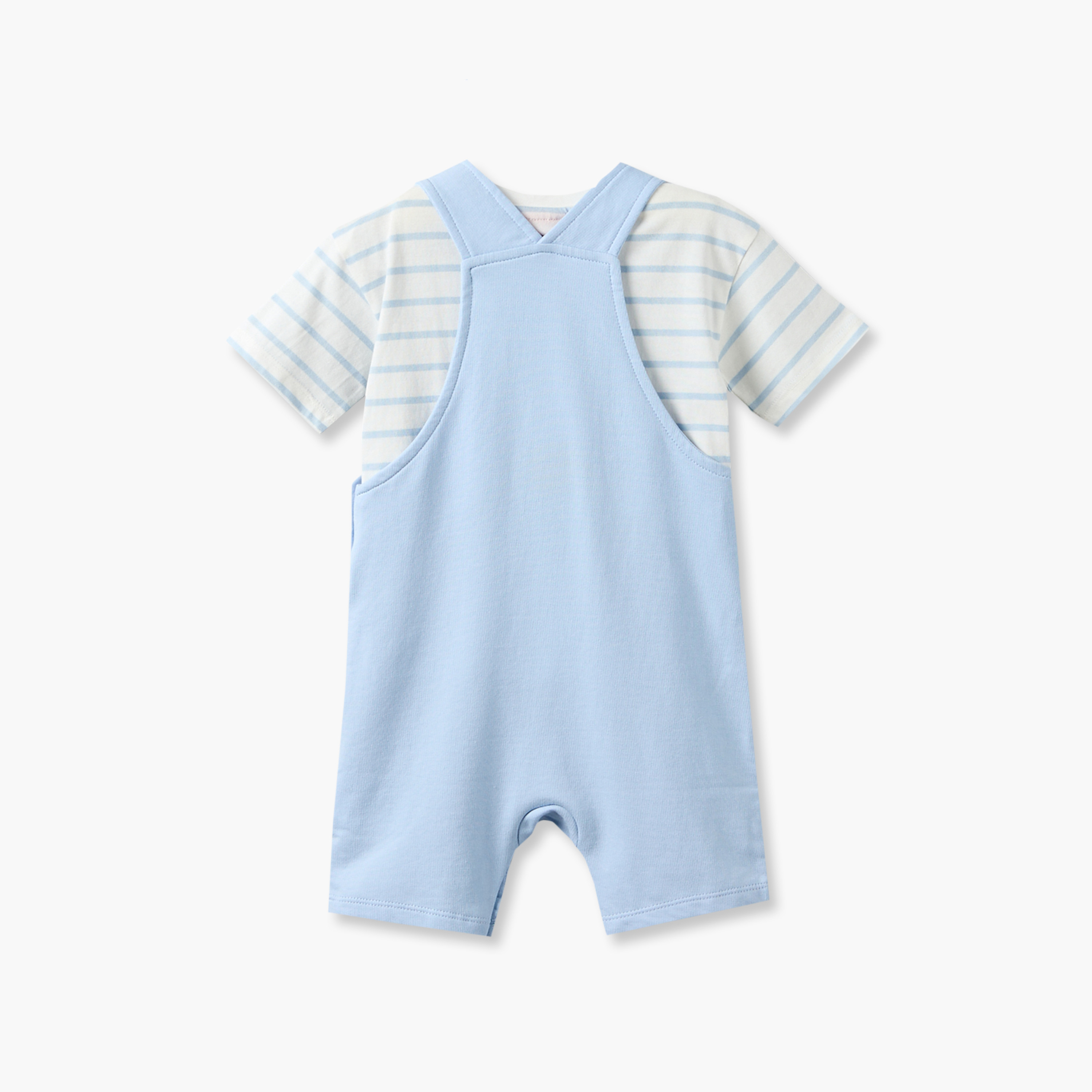 طقم دنغري وتيشيرت بياقة ضيقة وأكمام قصيرة بطبعات-baby-boys-clothing-setsandcoords-image-3