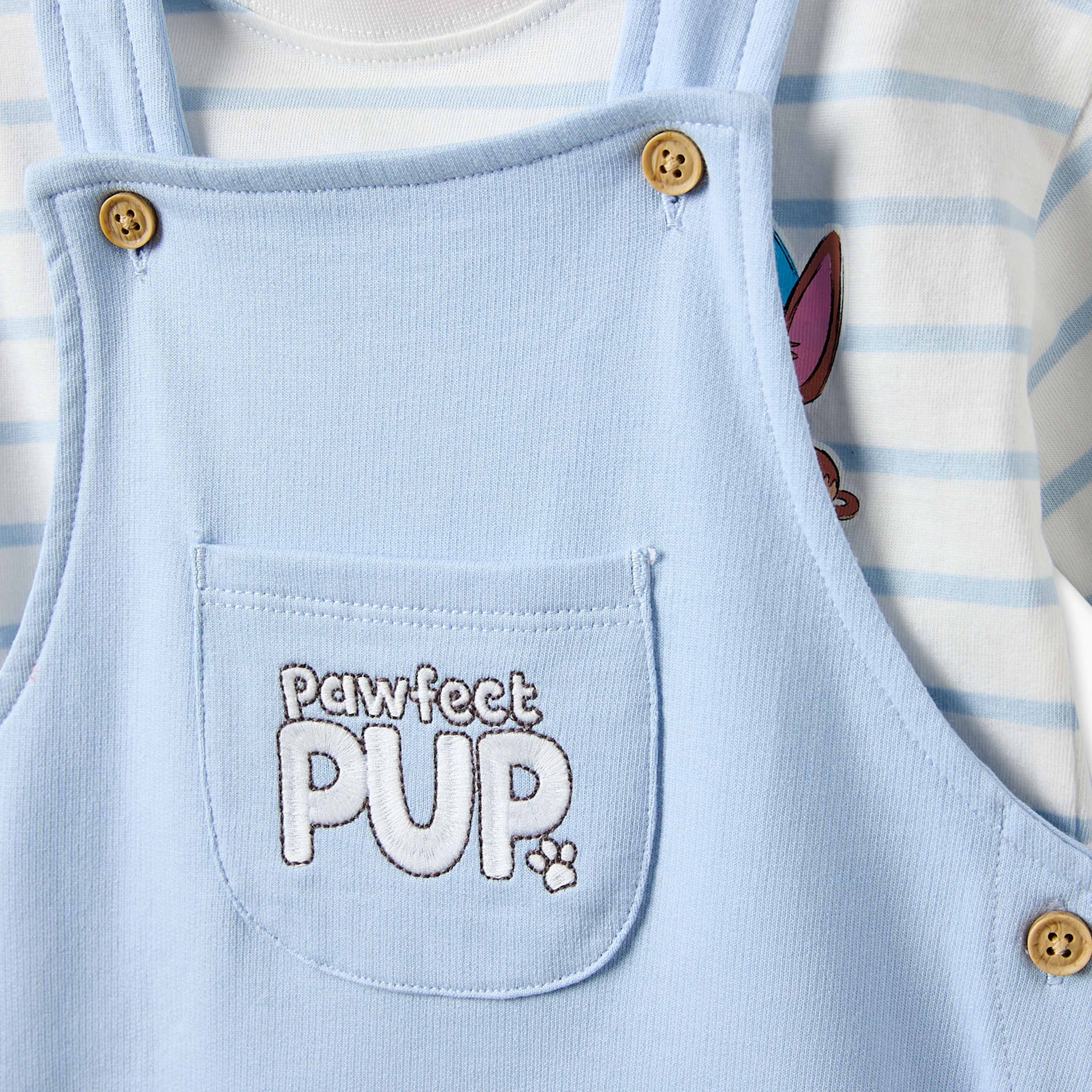 طقم دنغري وتيشيرت بياقة ضيقة وأكمام قصيرة بطبعات-baby-boys-clothing-setsandcoords-image-7