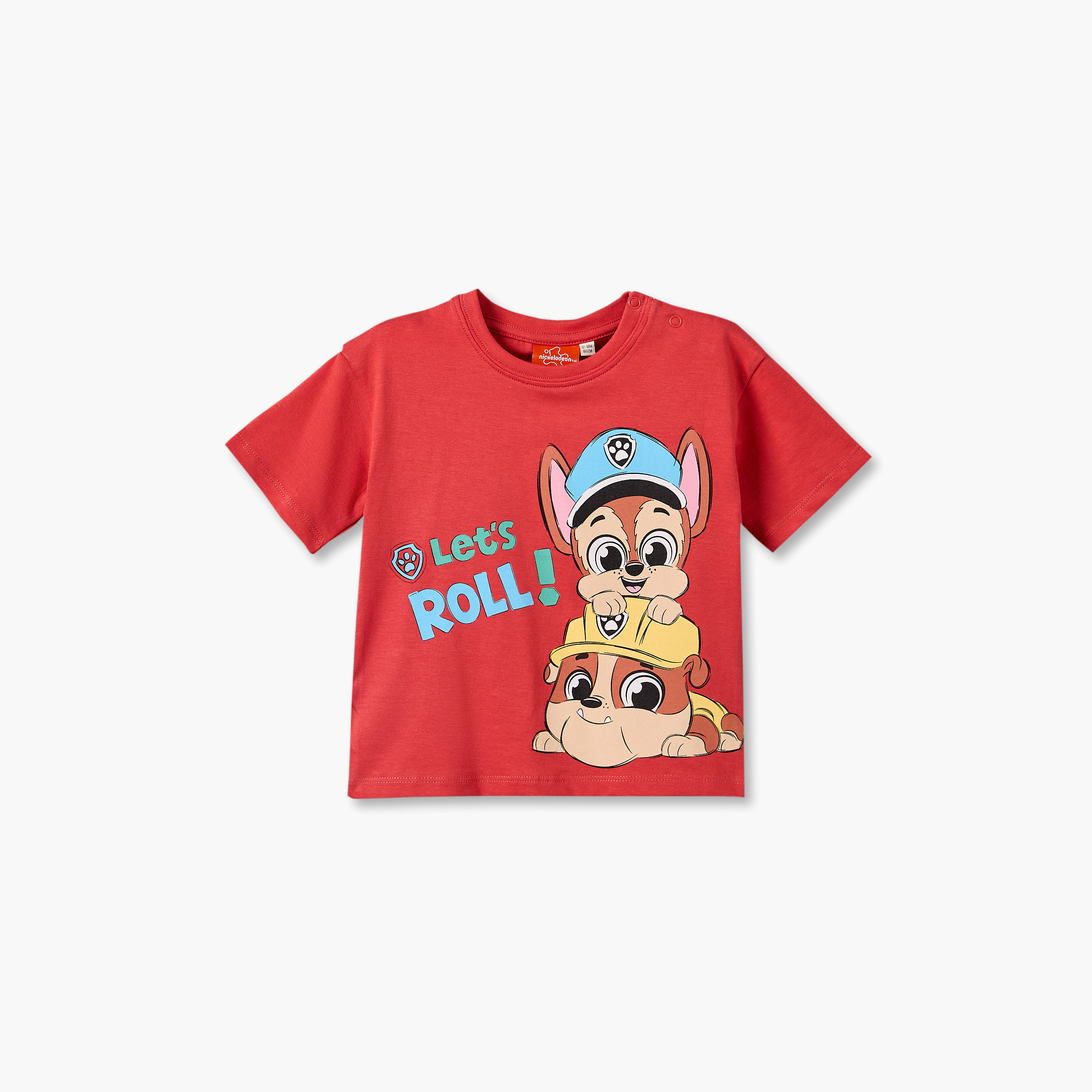 طقم تيشيرت بياقة مستديرة وأكمام قصيرة وشورت بطبعة باو باترول-baby-boys-clothing-setsandcoords-image-3