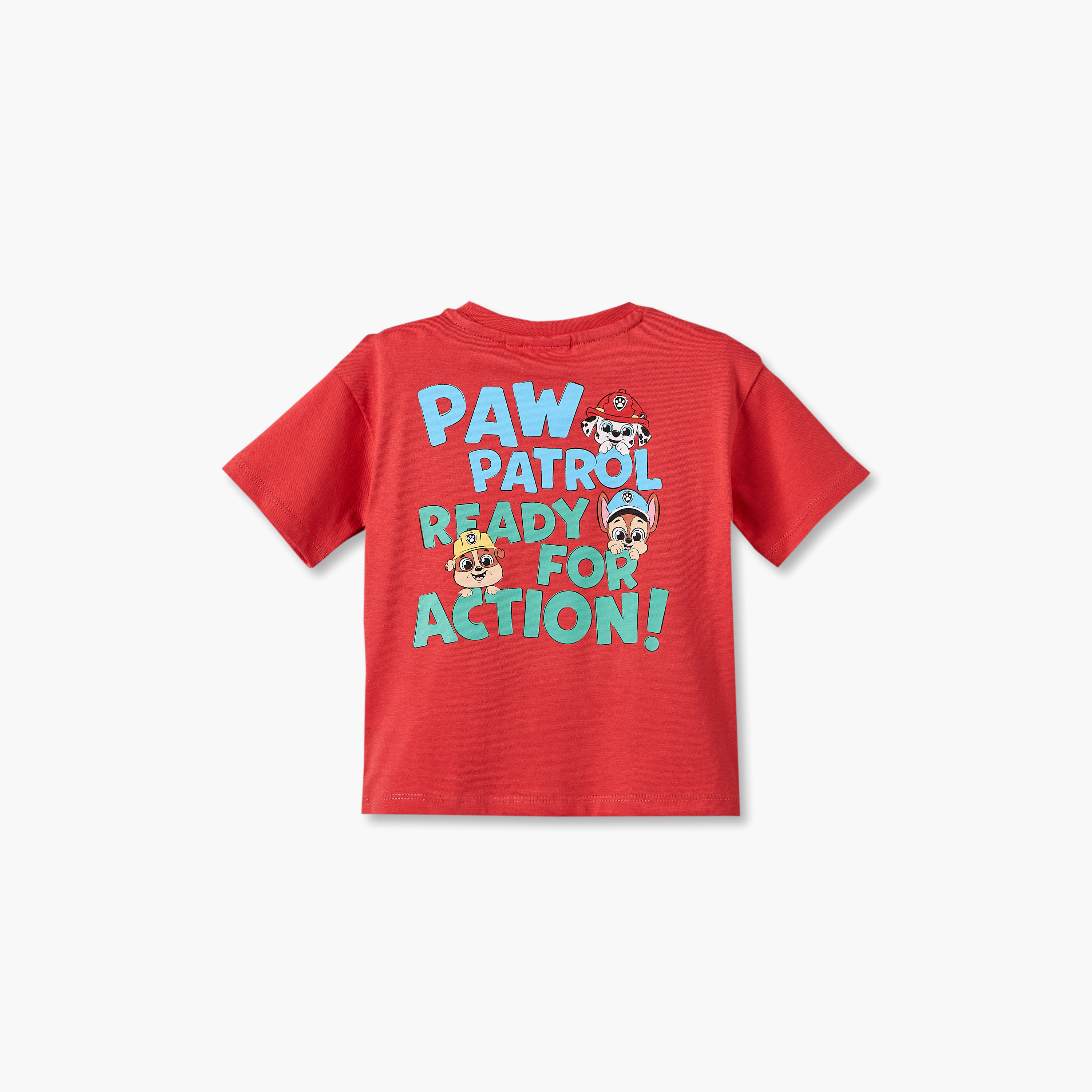 طقم تيشيرت بياقة مستديرة وأكمام قصيرة وشورت بطبعة باو باترول-baby-boys-clothing-setsandcoords-image-4