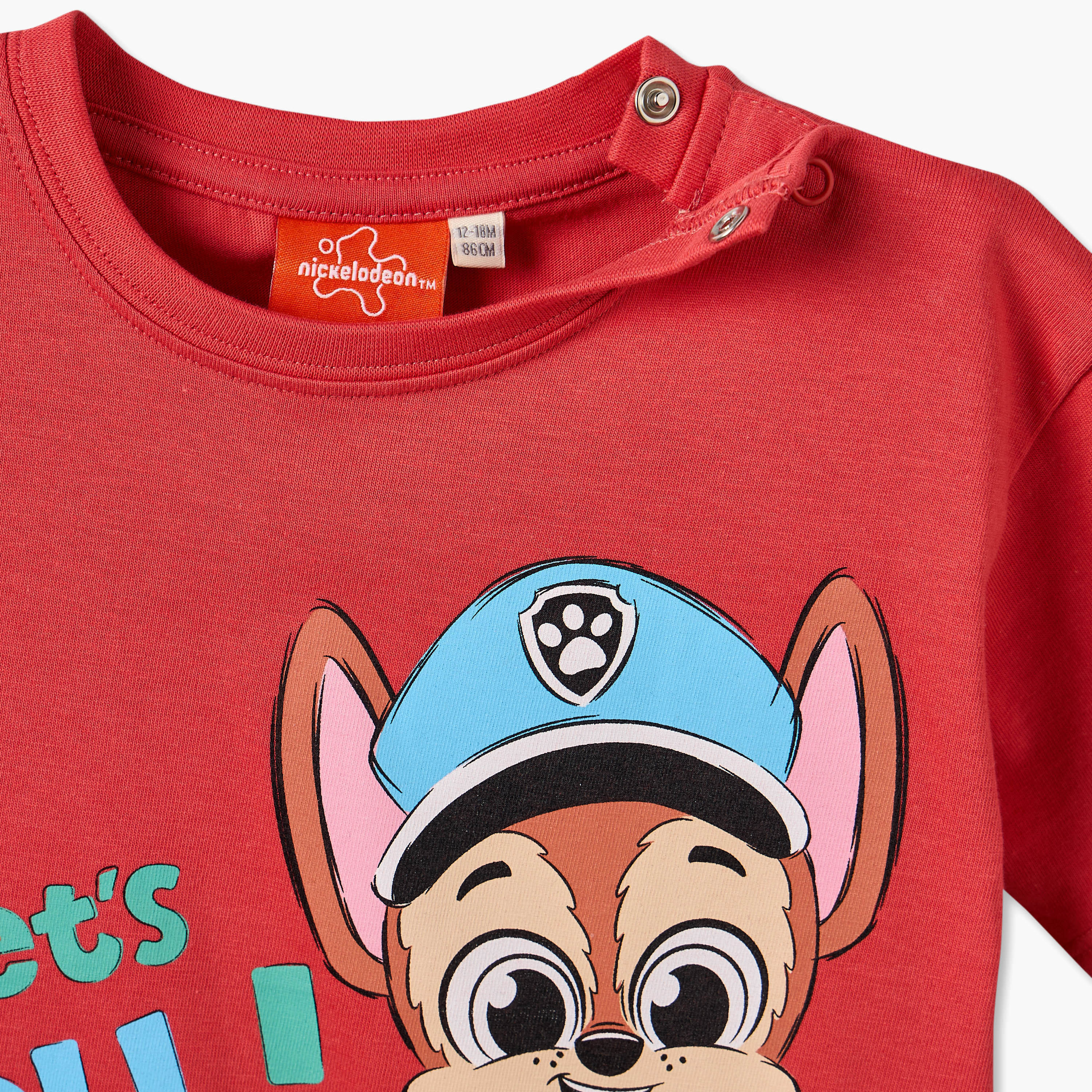 طقم تيشيرت بياقة مستديرة وأكمام قصيرة وشورت بطبعة باو باترول-baby-boys-clothing-setsandcoords-image-5
