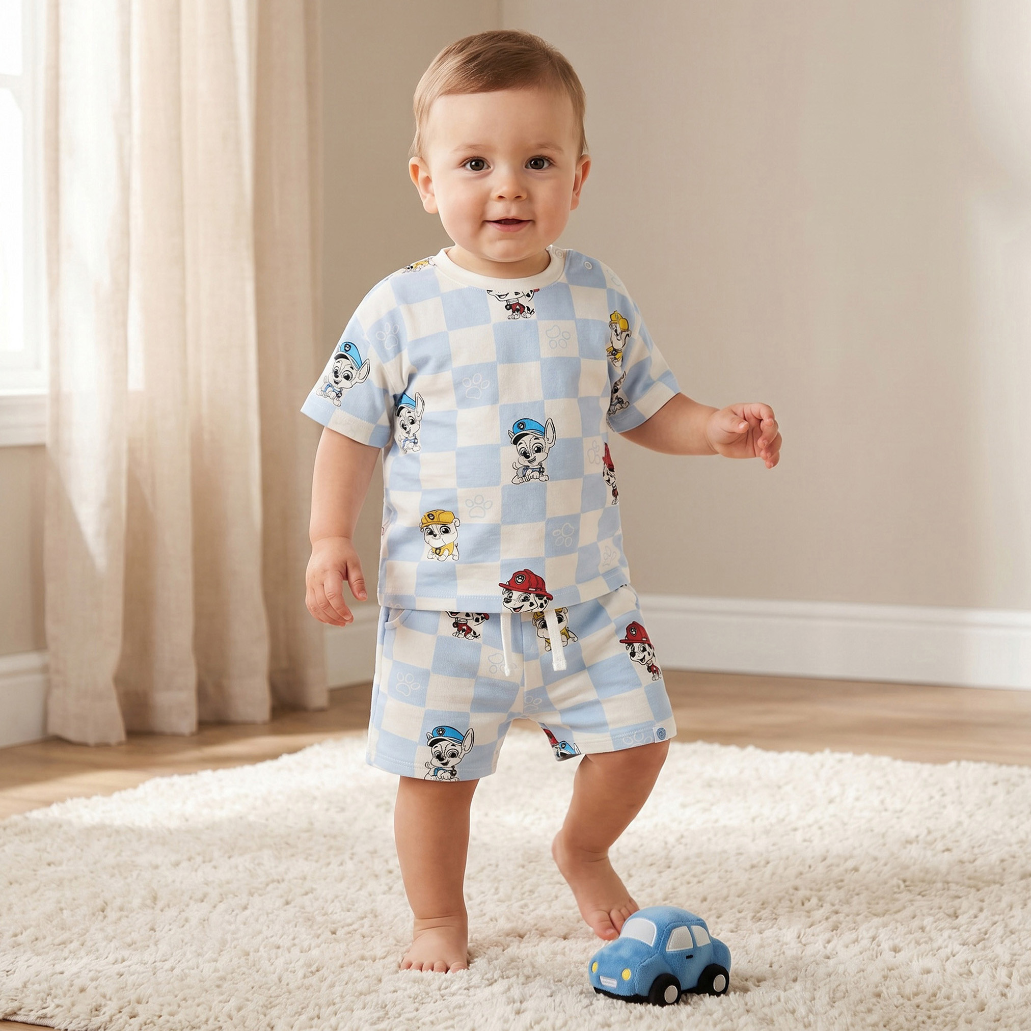 Crew Neck Short Sleeves T-shirt and Shorts Set with PAW Patrol Print-baby-boys-clothing-setsandcoords-image-1