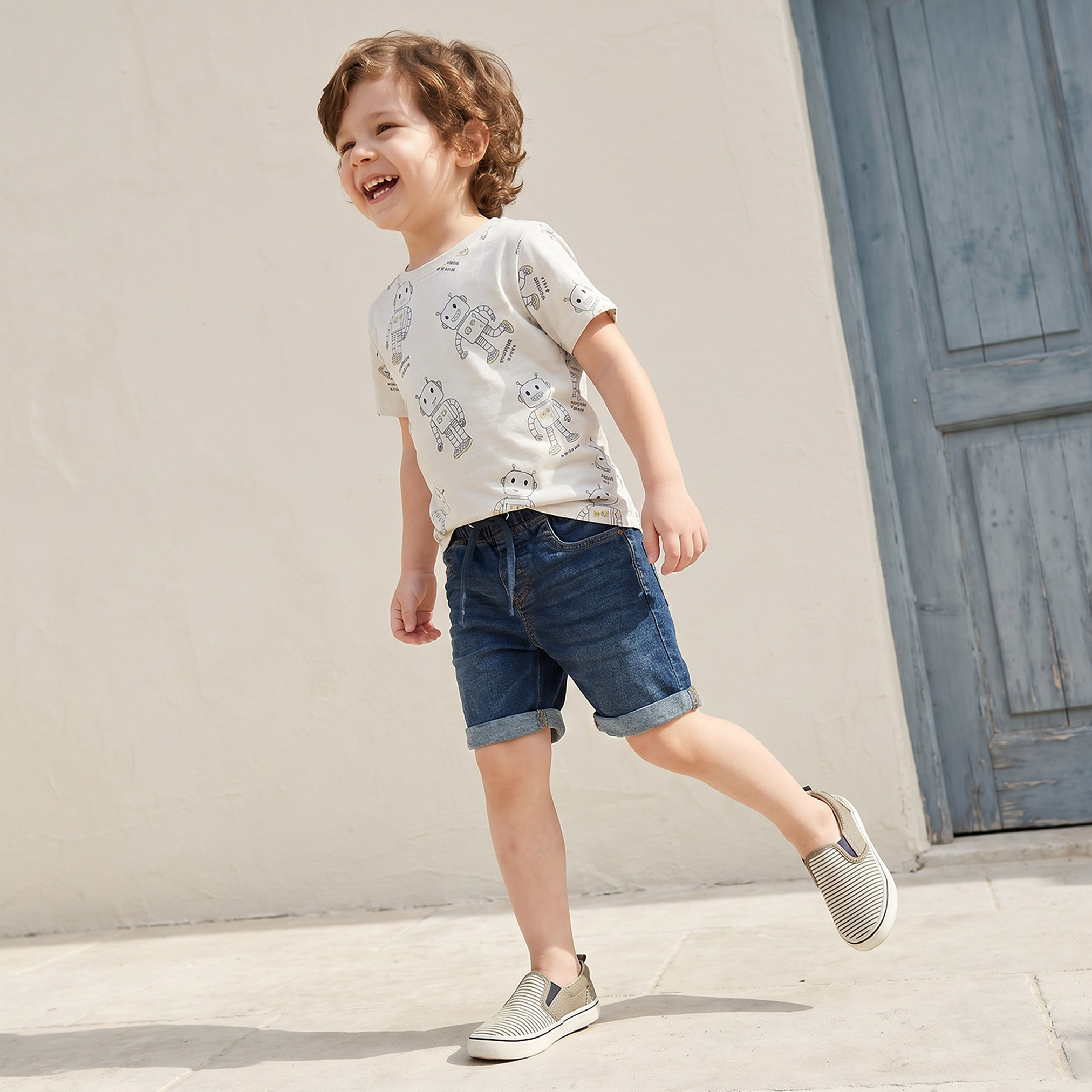 Juniors Crew Neck Short Sleeves T-shirt with Robot Print-boys-clothing-tshirtsandpolos-image-2