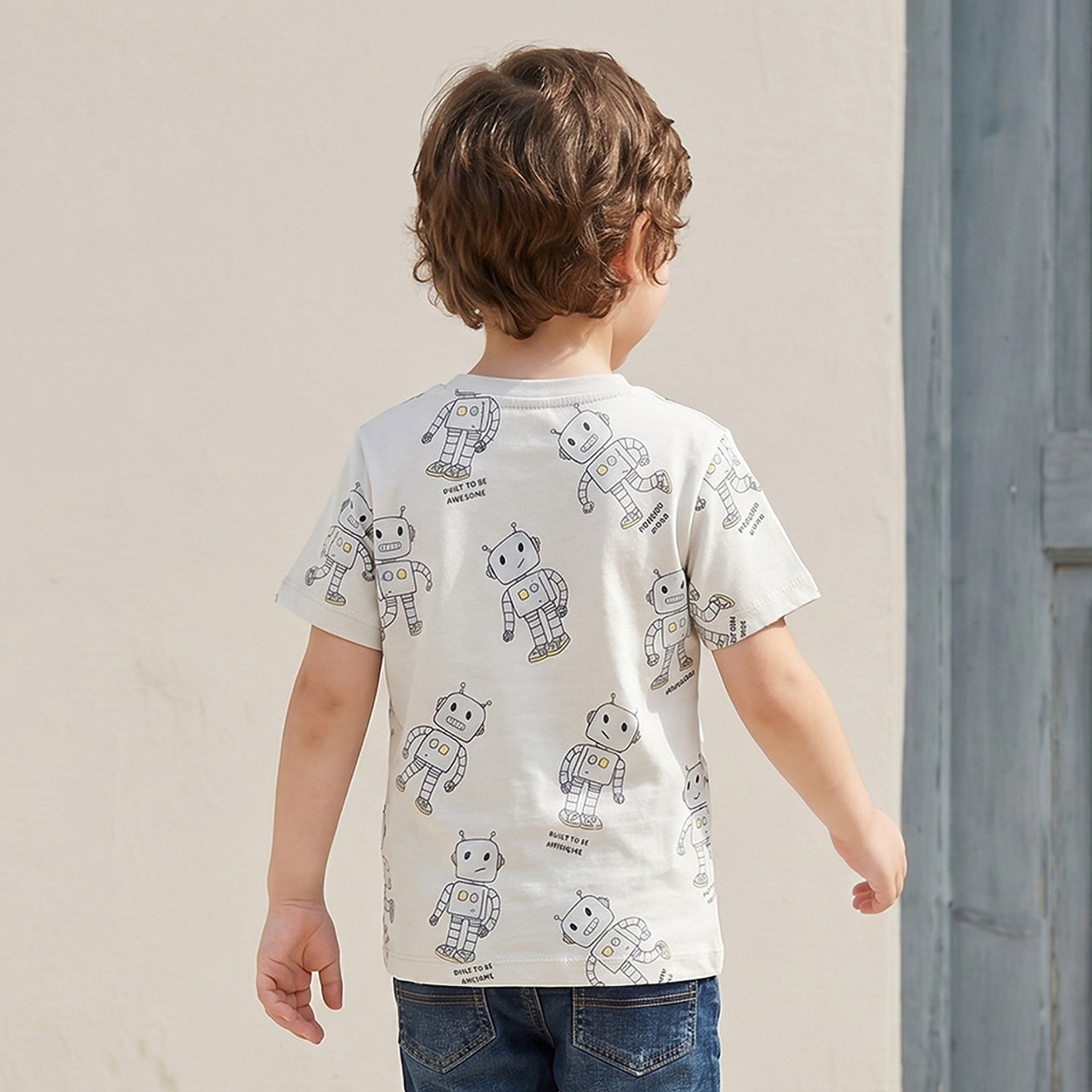 Juniors Crew Neck Short Sleeves T-shirt with Robot Print-boys-clothing-tshirtsandpolos-image-3