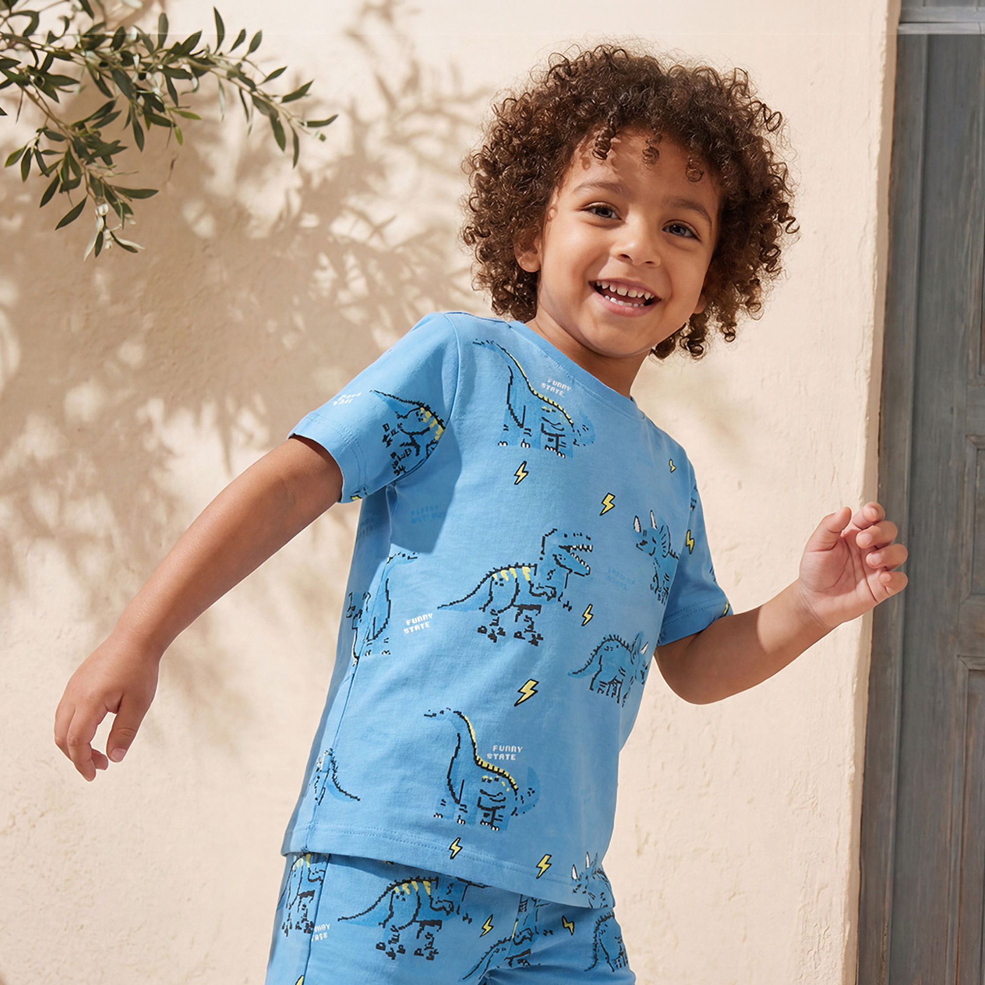 Juniors Crew Neck Short Sleeves T-shirt with Dinosaur Print-boys-clothing-tshirtsandpolos-image-1