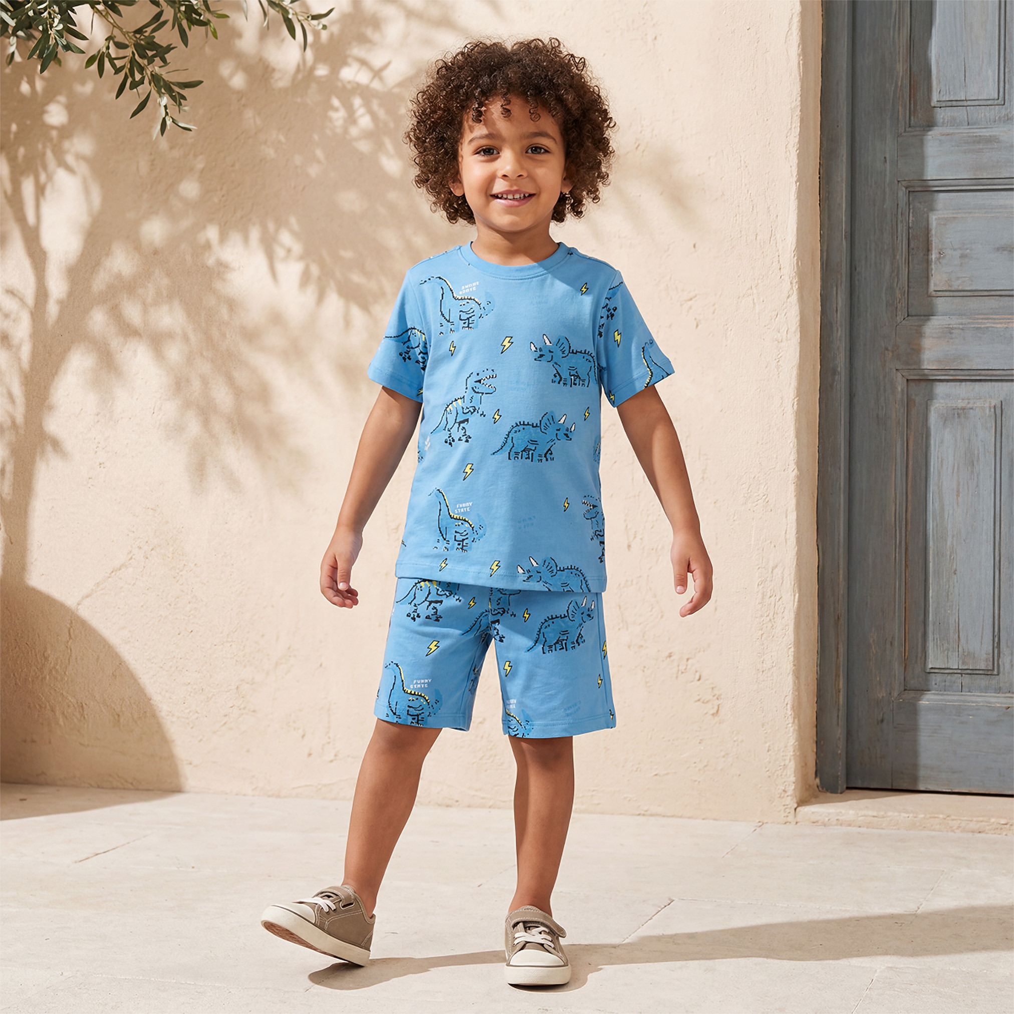 Juniors Crew Neck Short Sleeves T-shirt with Dinosaur Print-boys-clothing-tshirtsandpolos-image-2