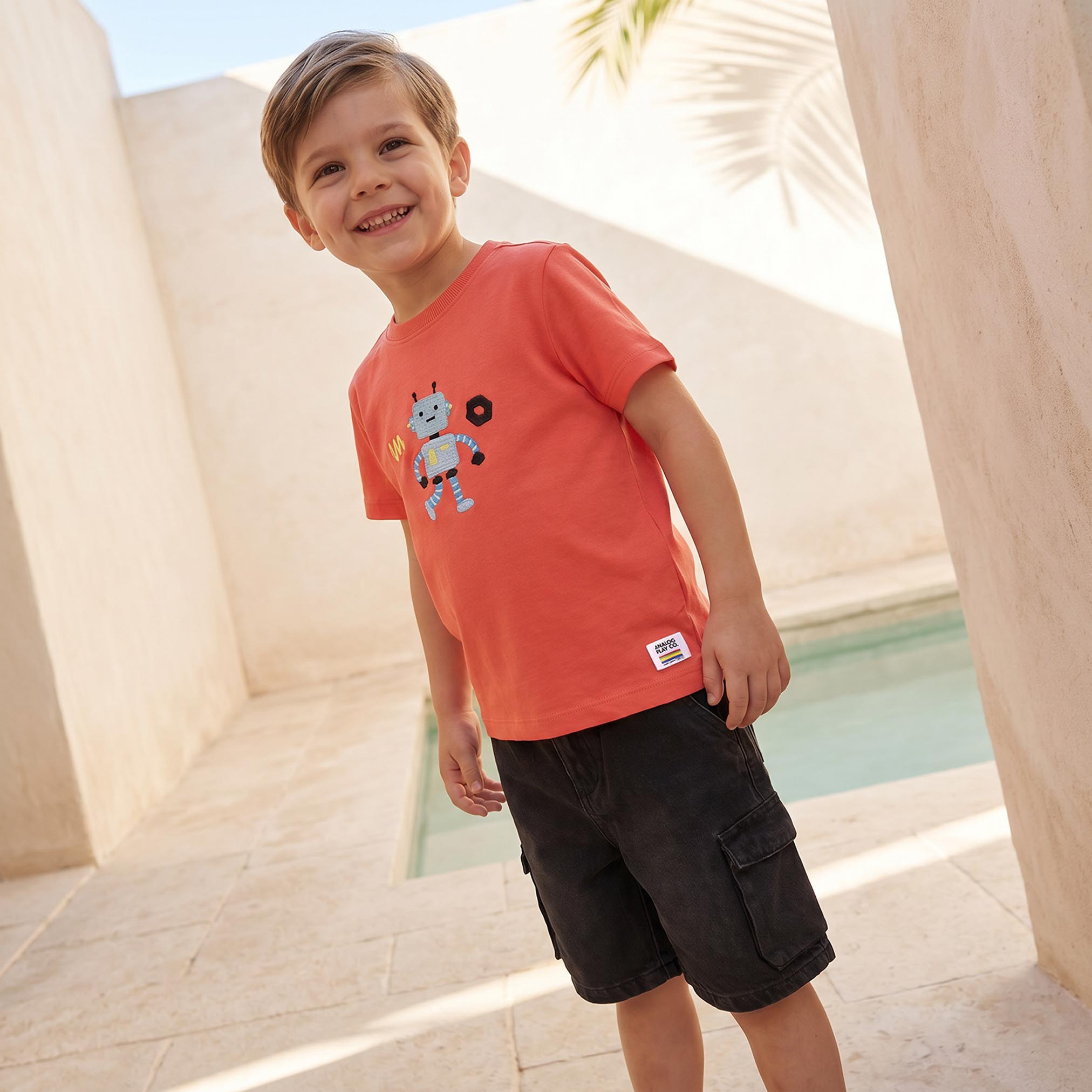 Juniors Crew Neck Short Sleeves T-shirt with Robot Embroidery-boys-clothing-setsandcoords-image-9