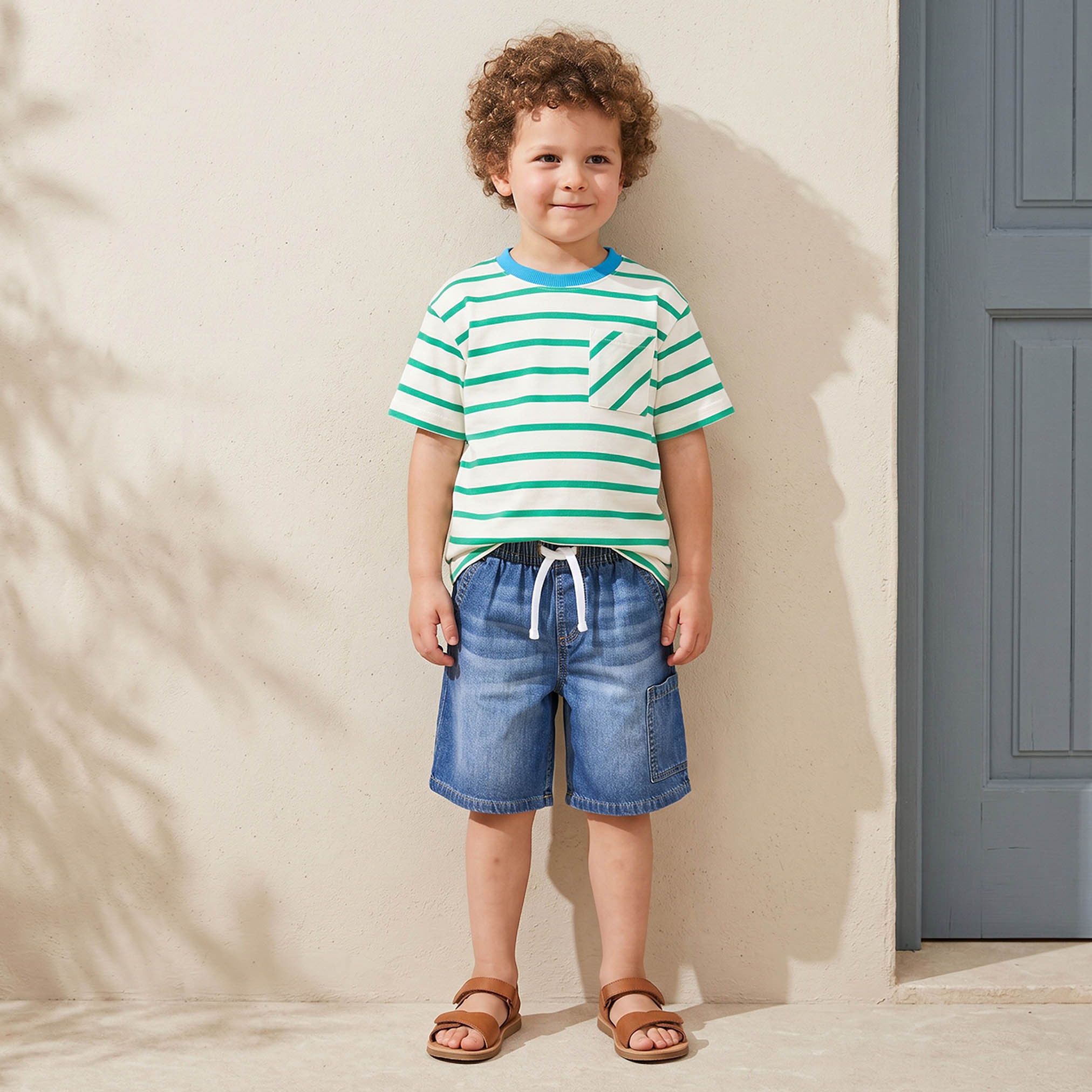 Juniors Crew Neck Short Sleeves T-shirt with Stripes-boys-clothing-tshirtsandpolos-image-2
