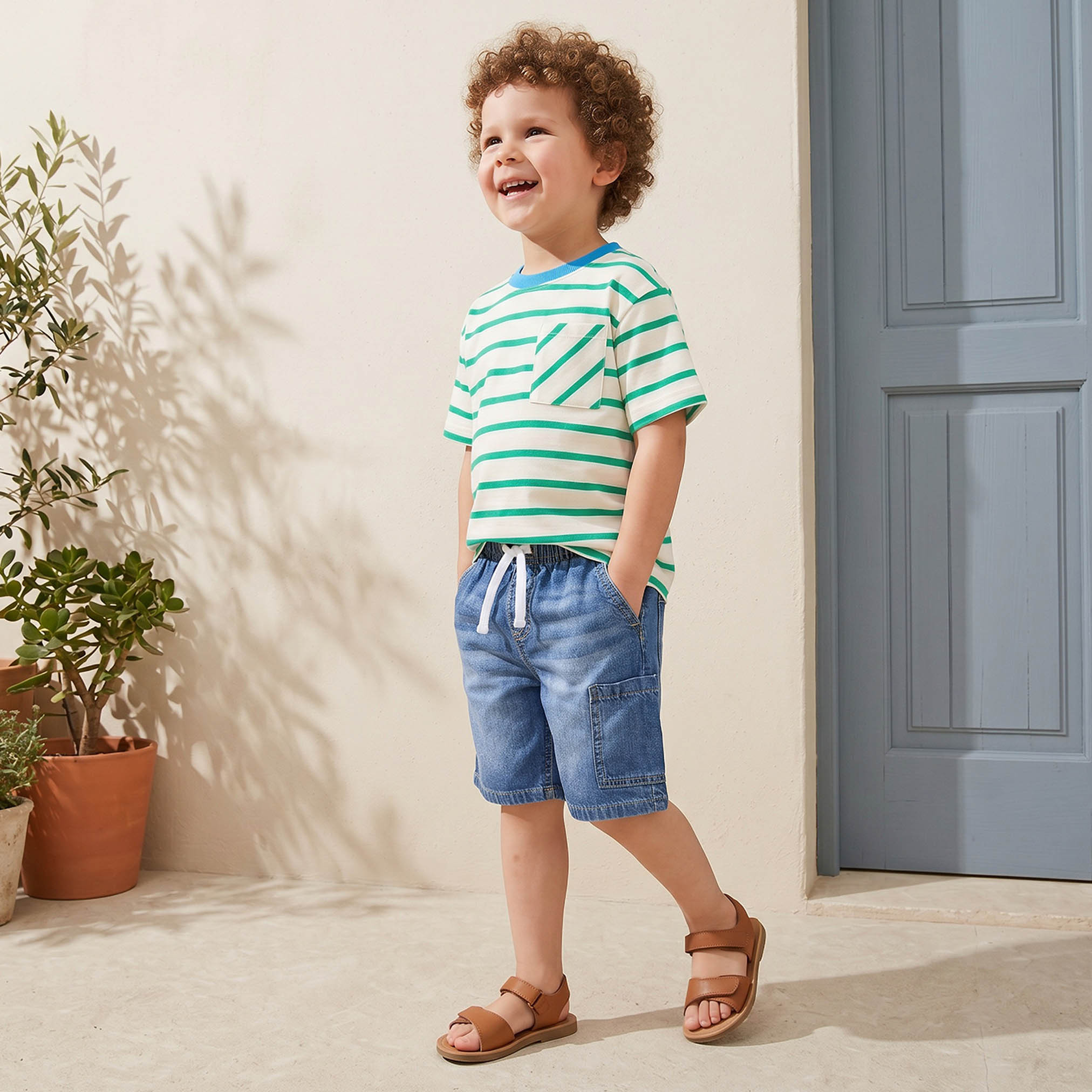Juniors Crew Neck Short Sleeves T-shirt with Stripes-boys-clothing-tshirtsandpolos-image-5