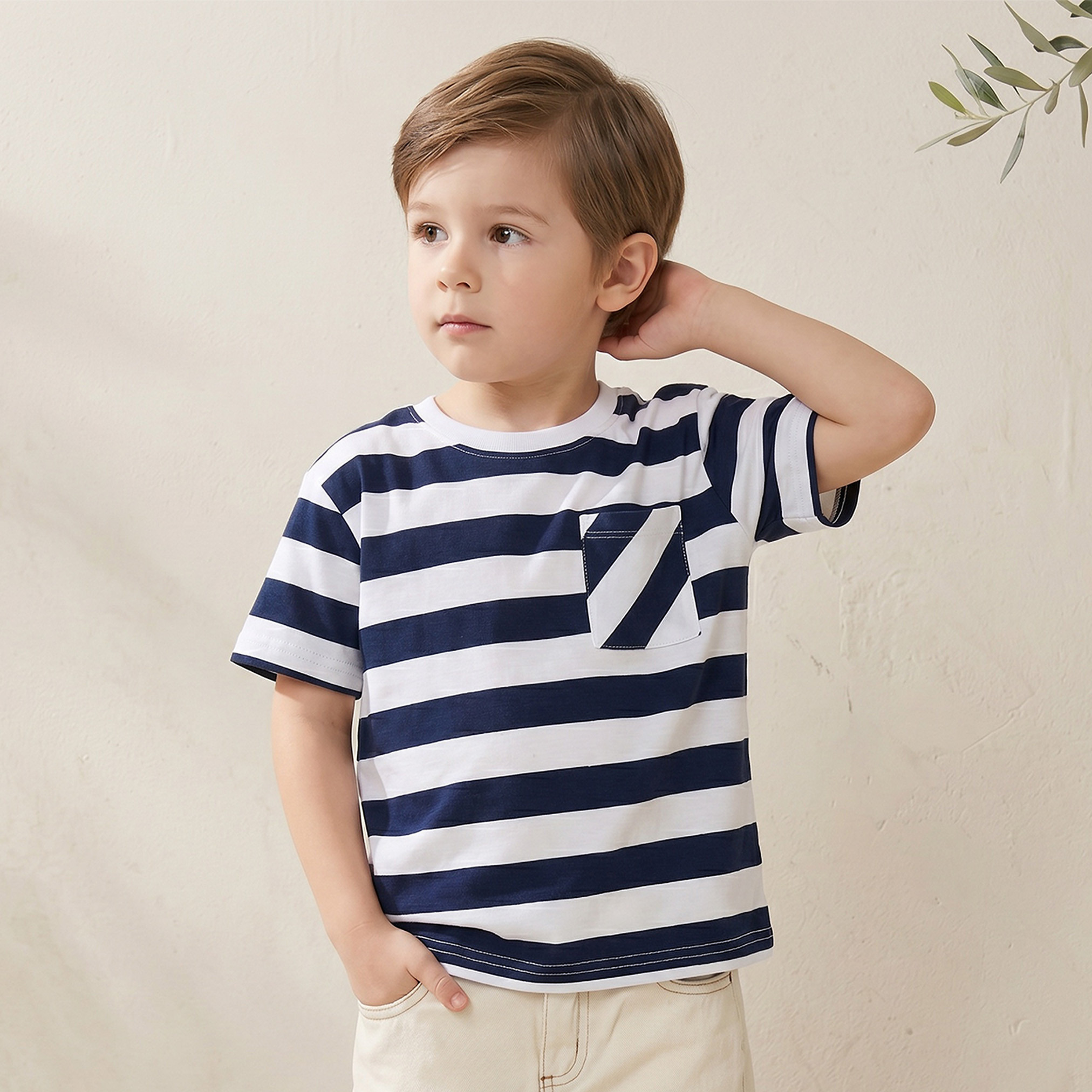 Juniors Crew Neck Short Sleeves T-shirt with Stripes-boys-clothing-tshirtsandpolos-image-1