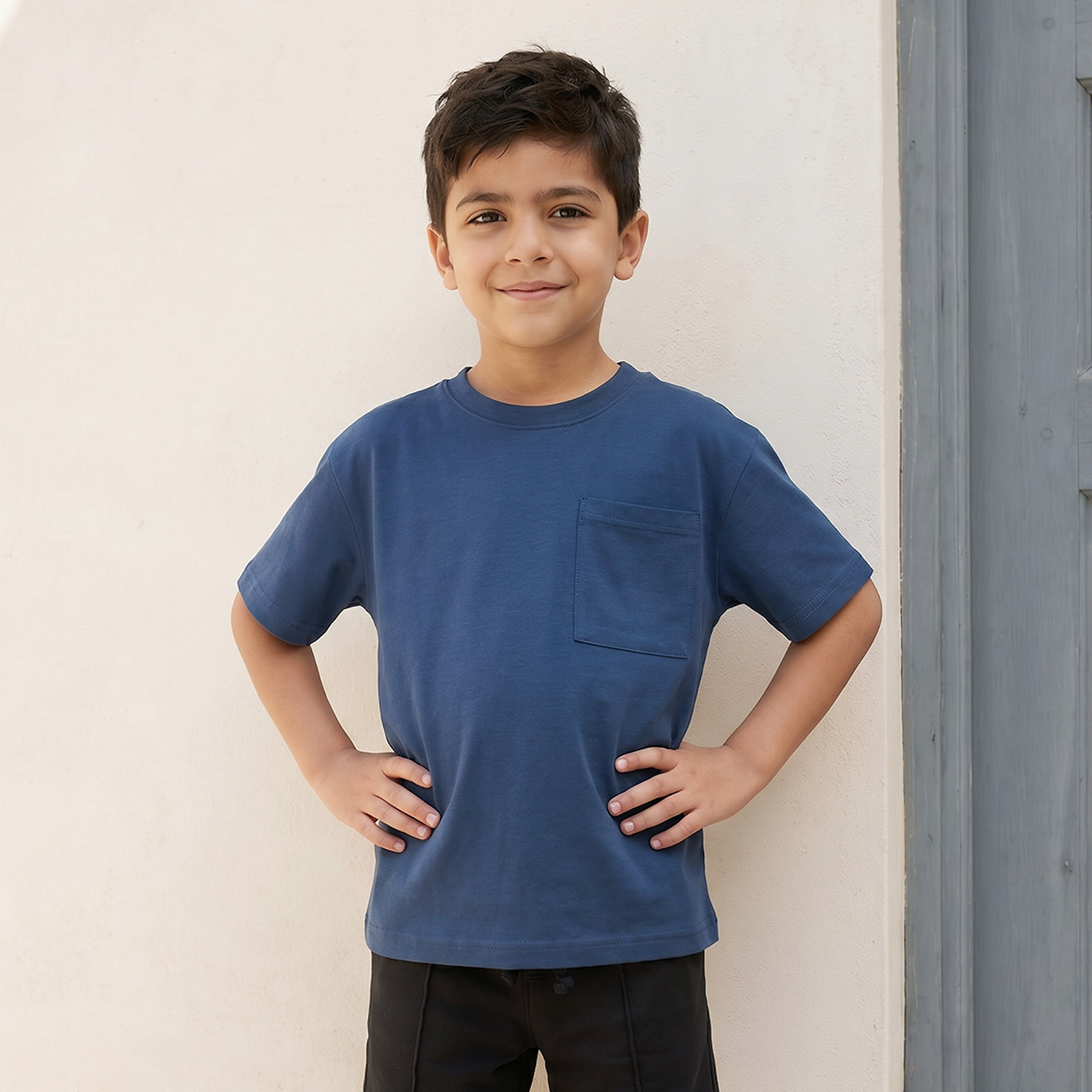 Juniors Crew Neck Short Sleeves T-shirt with Chest Pocket-boys-clothing-tshirtsandpolos-image-3