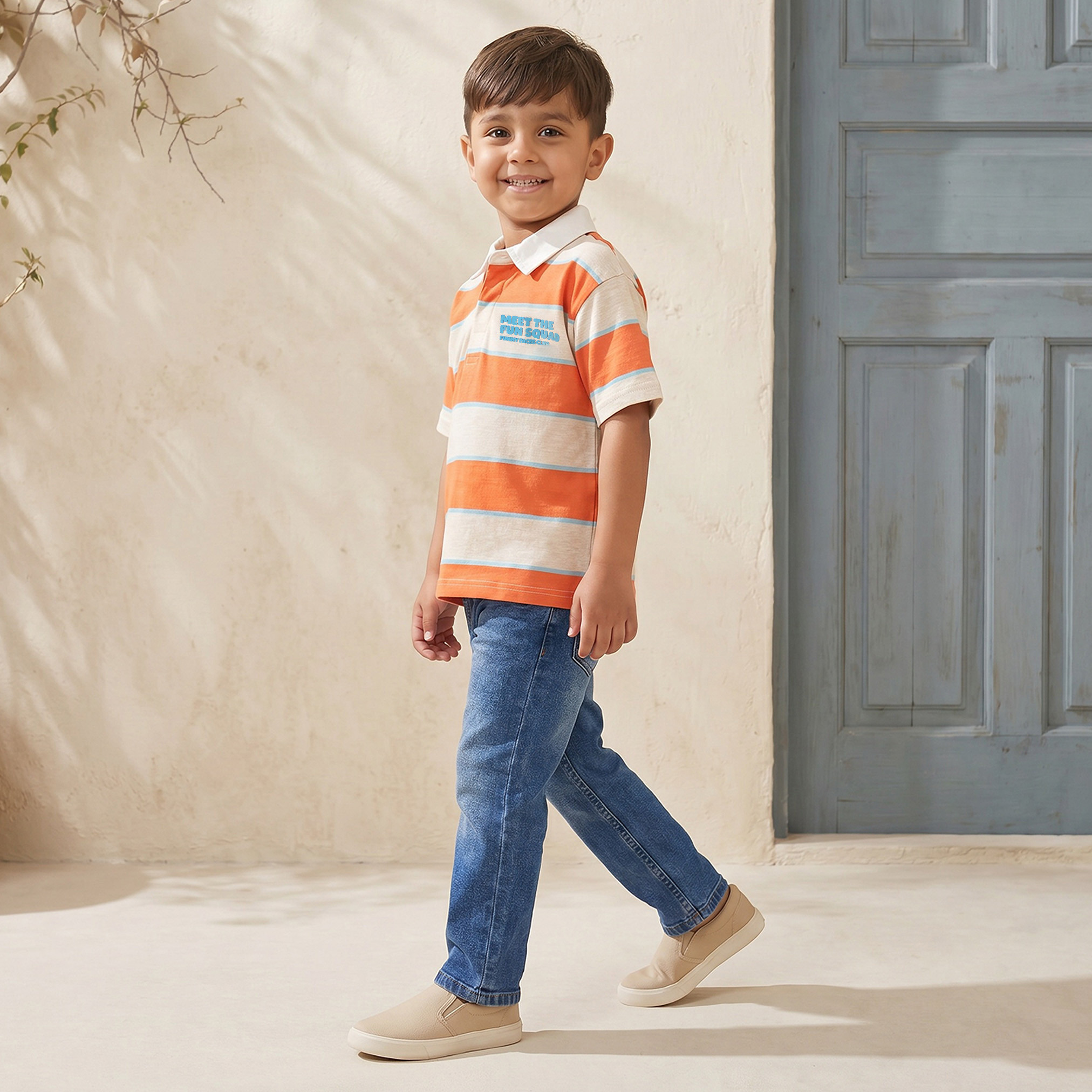 Juniors Collared Short Sleeves Polo T-shirt with Stripes-boys-clothing-tshirtsandpolos-image-2