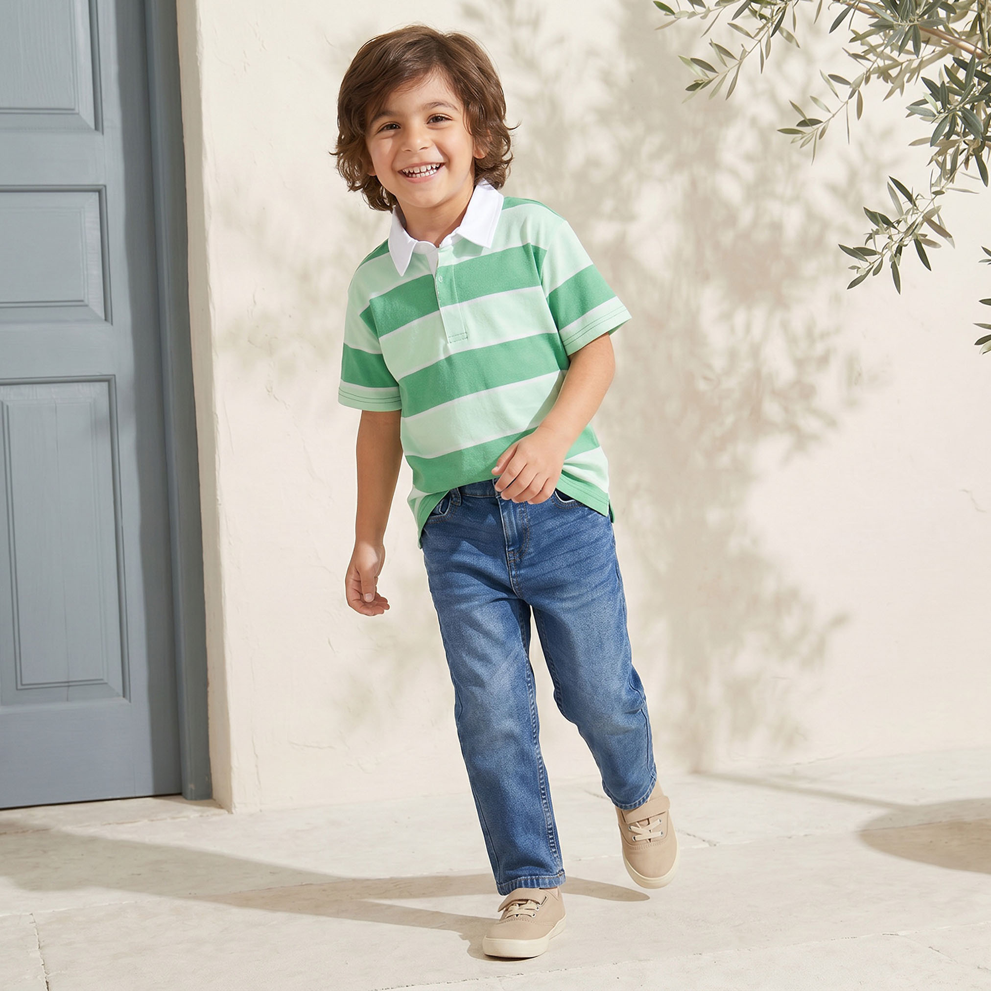Juniors Collared Short Sleeves Polo T-shirt with Stripes-boys-clothing-tshirtsandpolos-image-2