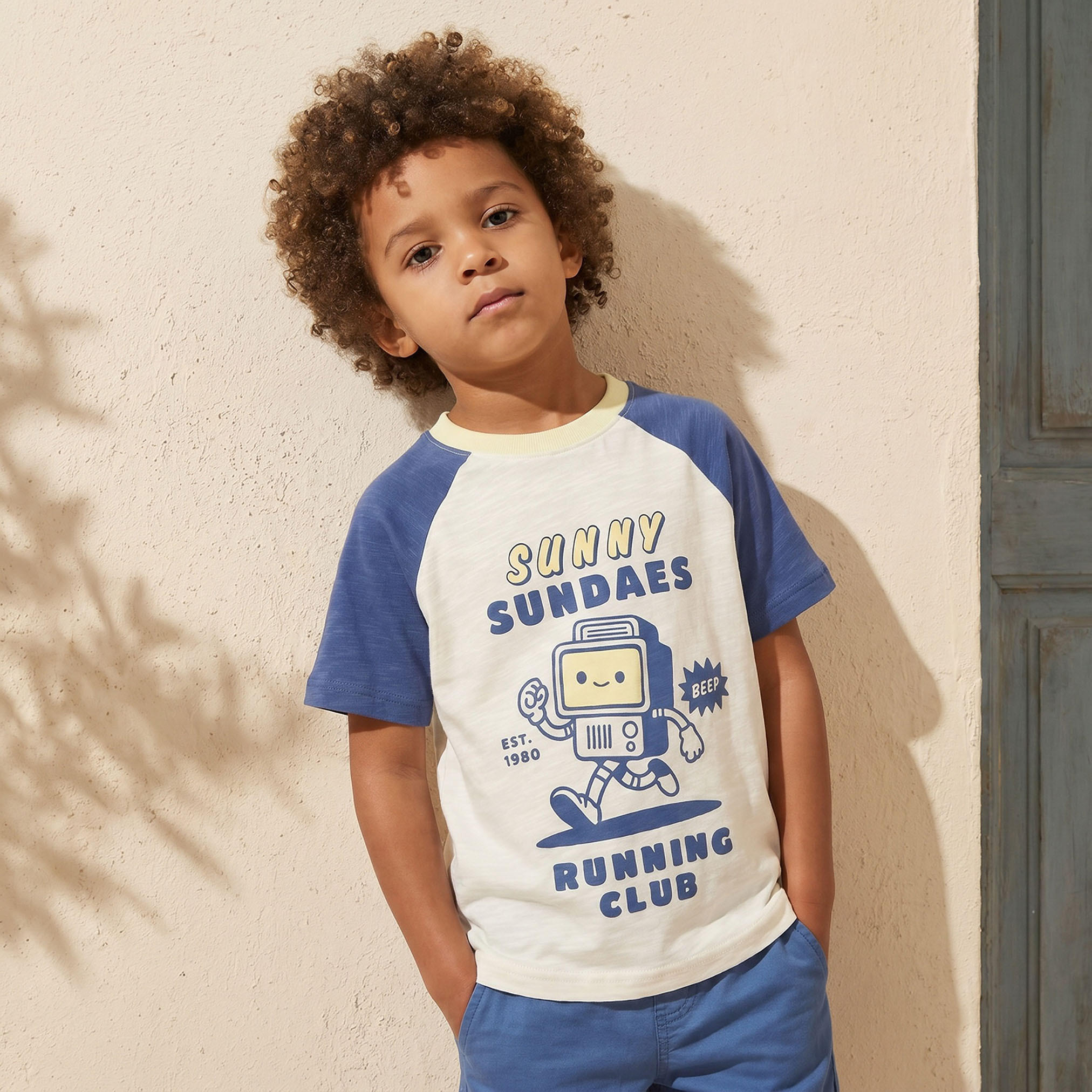 Juniors Crew Neck Short Sleeves T-shirt with Robot Print-boys-clothing-tshirtsandpolos-image-2