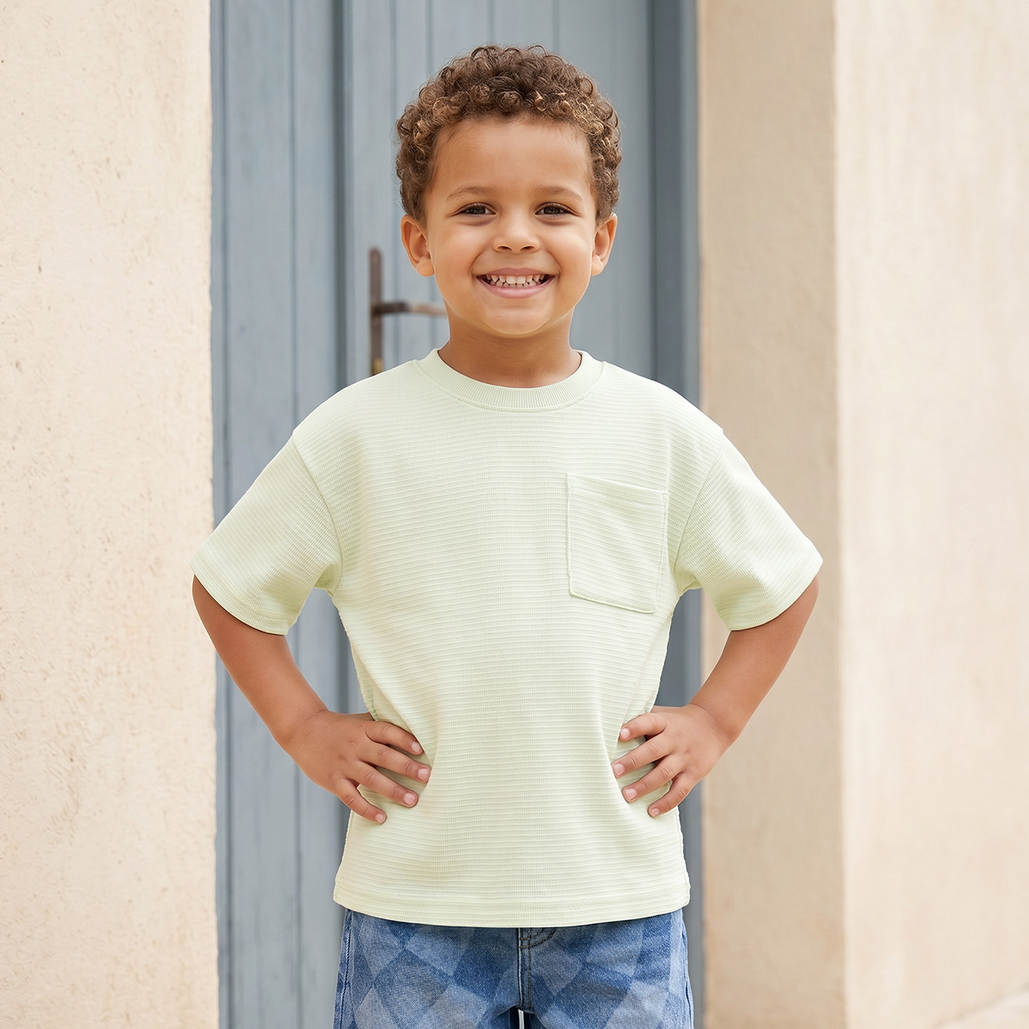 تيشيرت برقبة ضيقة وأكمام قصيرة وجيوب من جونيورز-boys-clothing-tshirtsandpolos-image-1