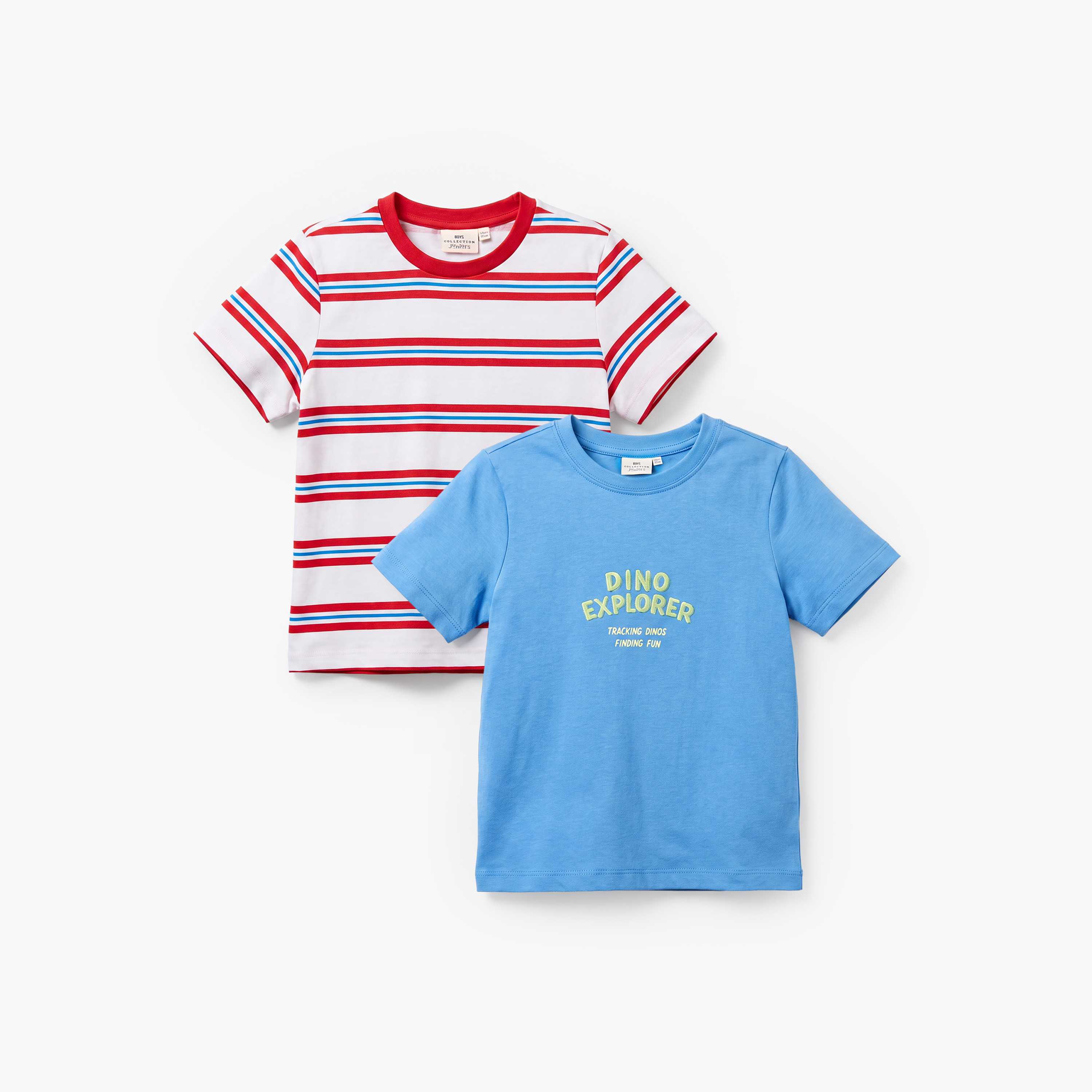 تيشيرت بياقة ضيقة وأكمام قصيرة وطبعات ديناصور من جونيورز-boys-clothing-tshirtsandpolos-image-1