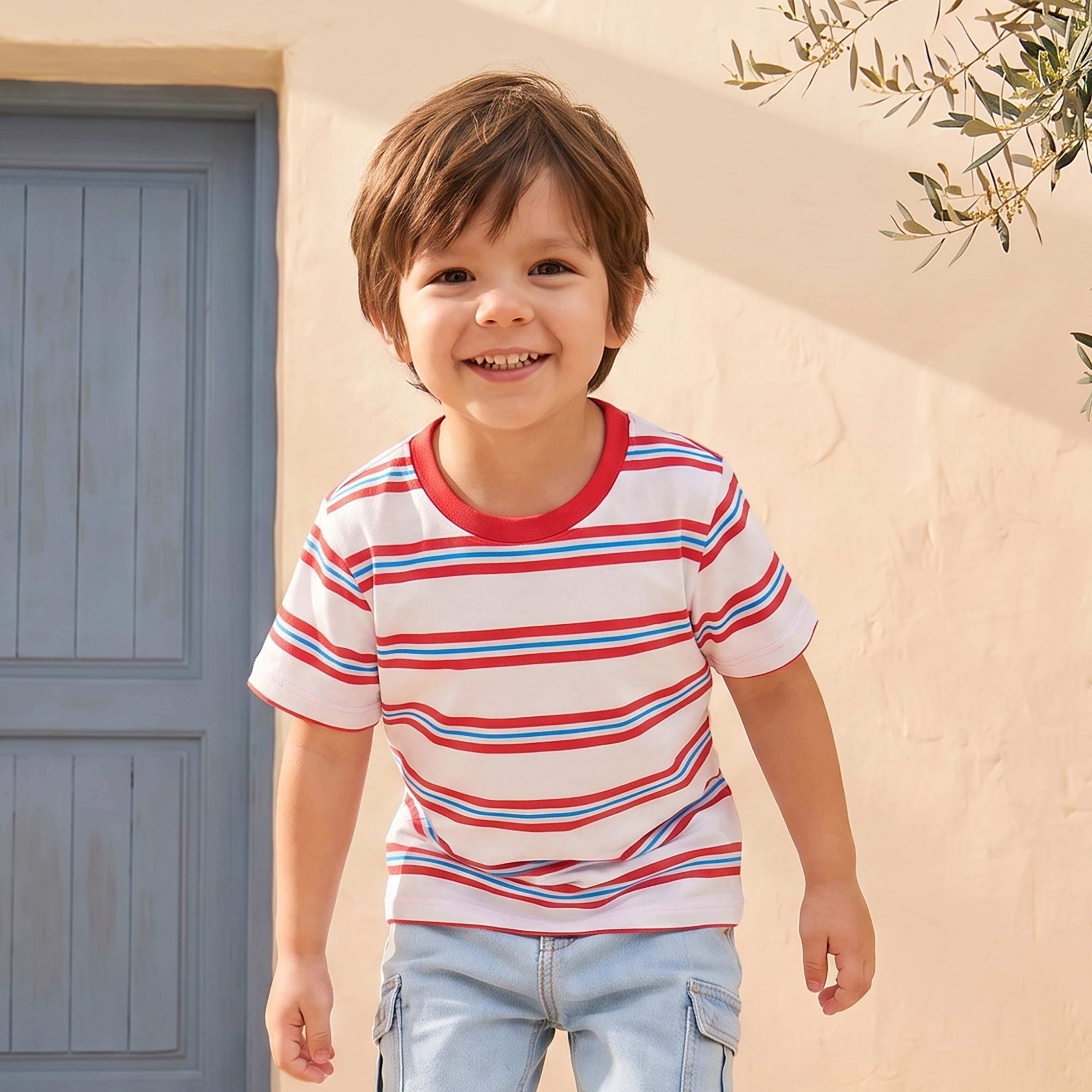 تيشيرت بياقة ضيقة وأكمام قصيرة وطبعات ديناصور من جونيورز-boys-clothing-tshirtsandpolos-image-2