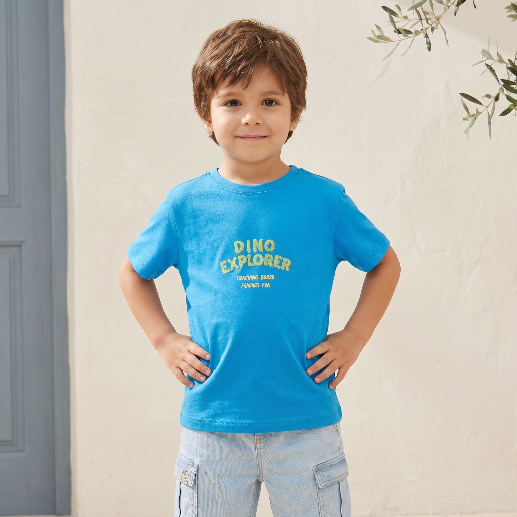 تيشيرت بياقة ضيقة وأكمام قصيرة وطبعات ديناصور من جونيورز-boys-clothing-tshirtsandpolos-image-3