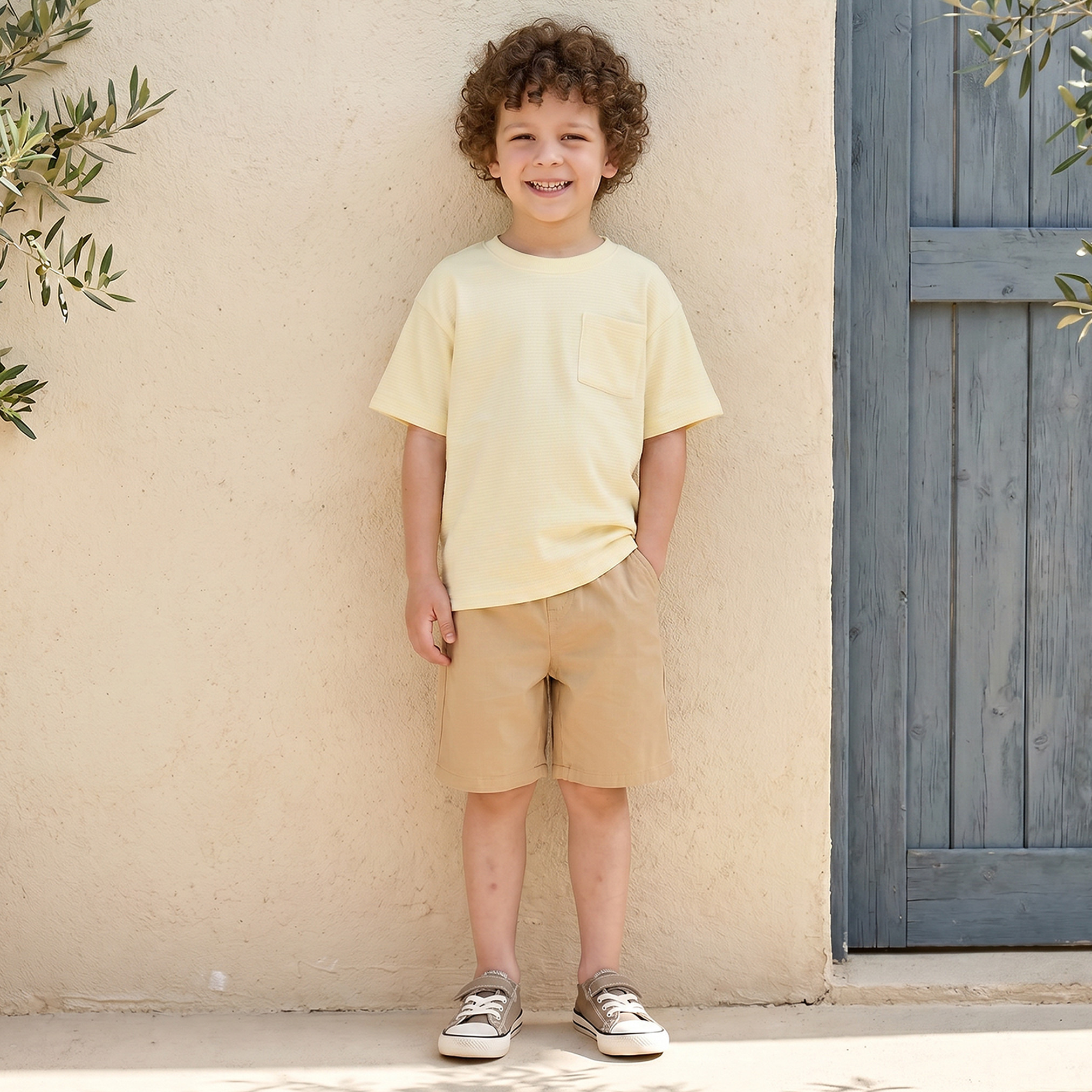 تيشيرت بياقة ضيقة وأكمام قيرة وجيب على الصدر من جونيورز-boys-clothing-tshirtsandpolos-image-2