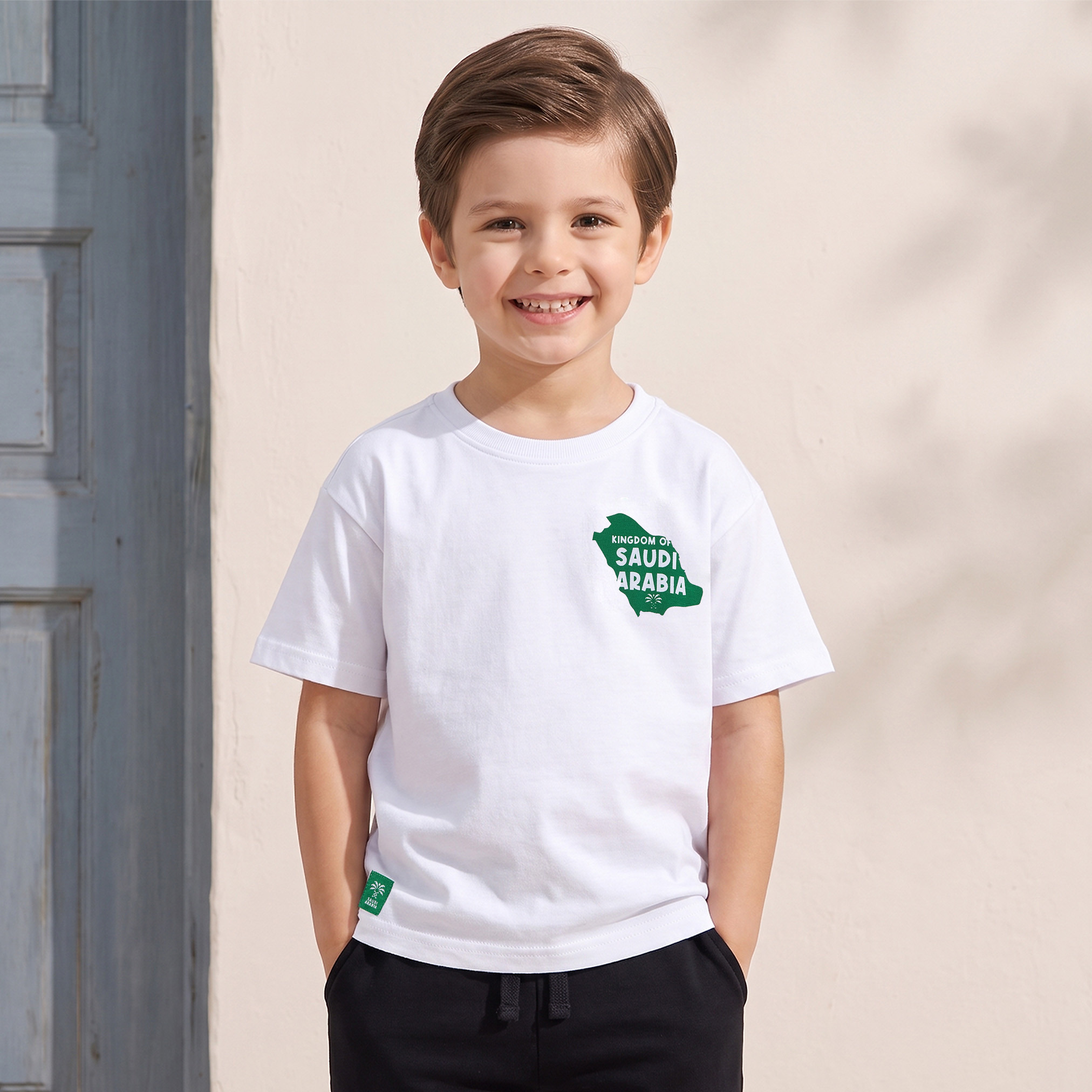 Juniors Crew Neck Short Sleeves T-shirt with KSA National Day Print-boys-clothing-tshirtsandpolos-image-1