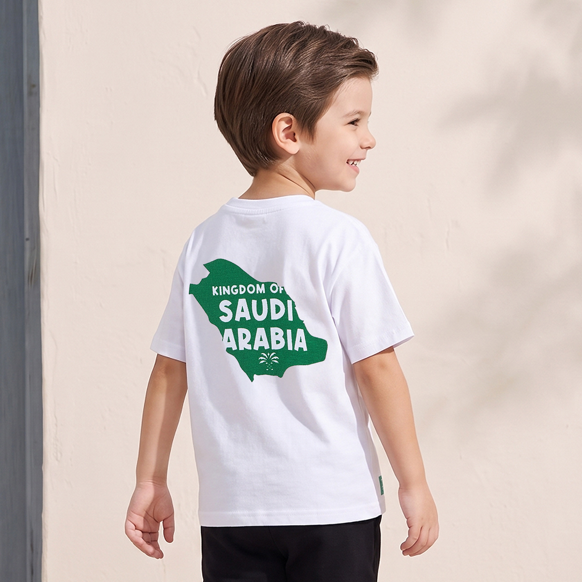 Juniors Crew Neck Short Sleeves T-shirt with KSA National Day Print-boys-clothing-tshirtsandpolos-image-3
