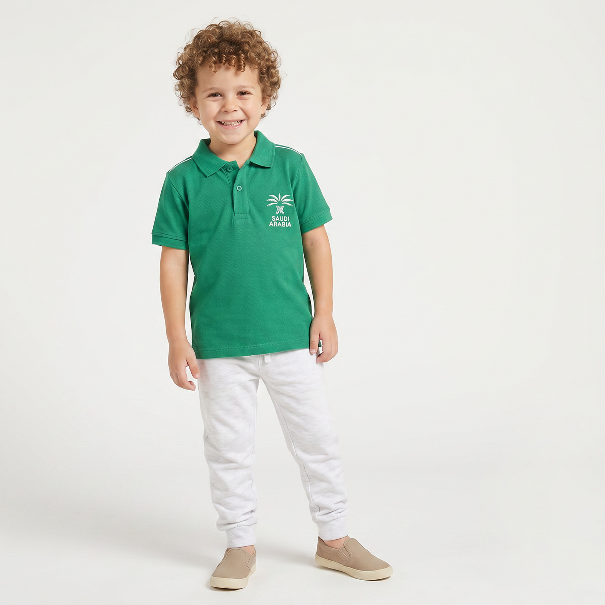 تيشيرت بولو جونيورز مطرز بشعار اليوم الوطني-boys-clothing-tshirtsandpolos-image-2