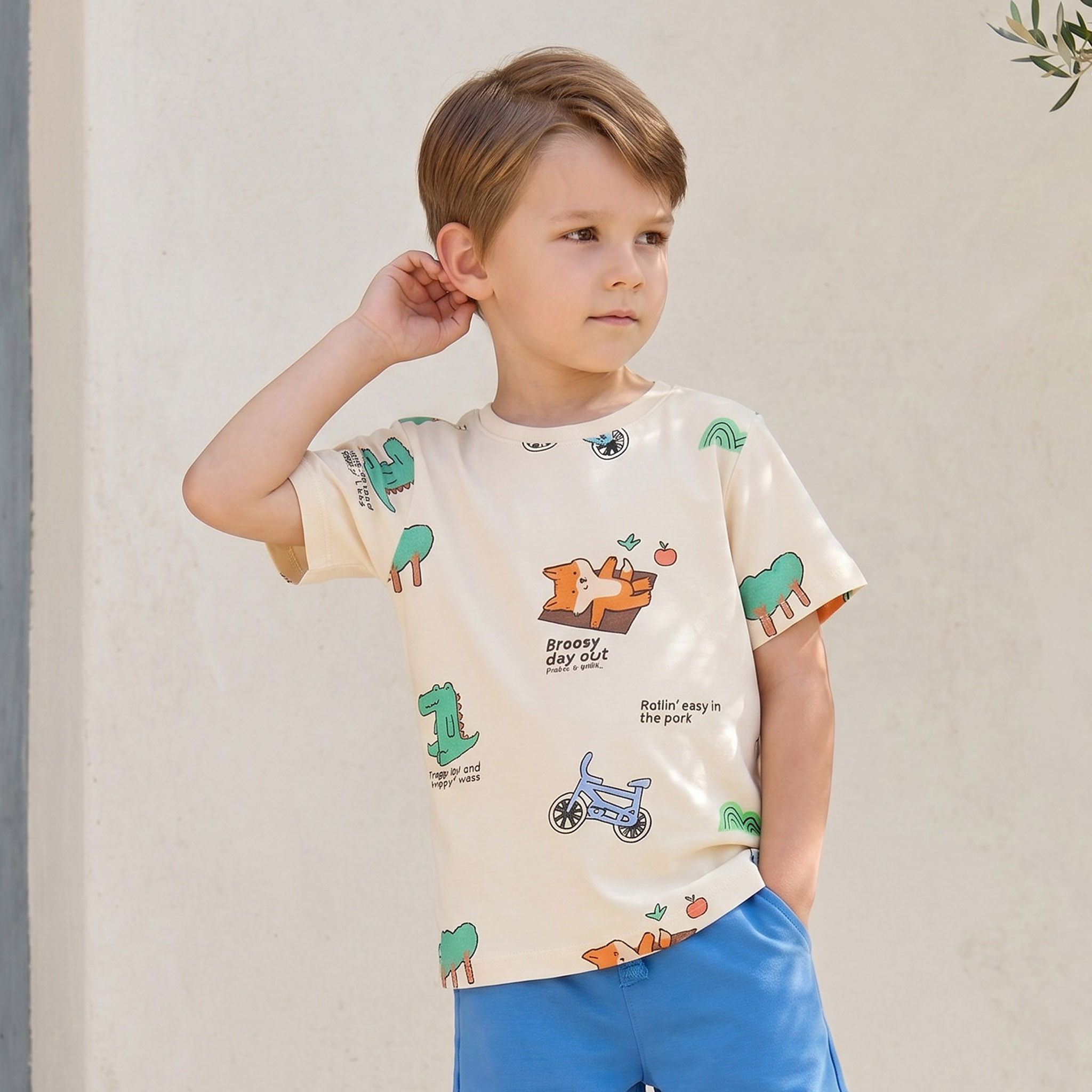 Juniors Crew Neck Short Sleeves T-shirt with Graphic Print-boys-clothing-tshirtsandpolos-image-1