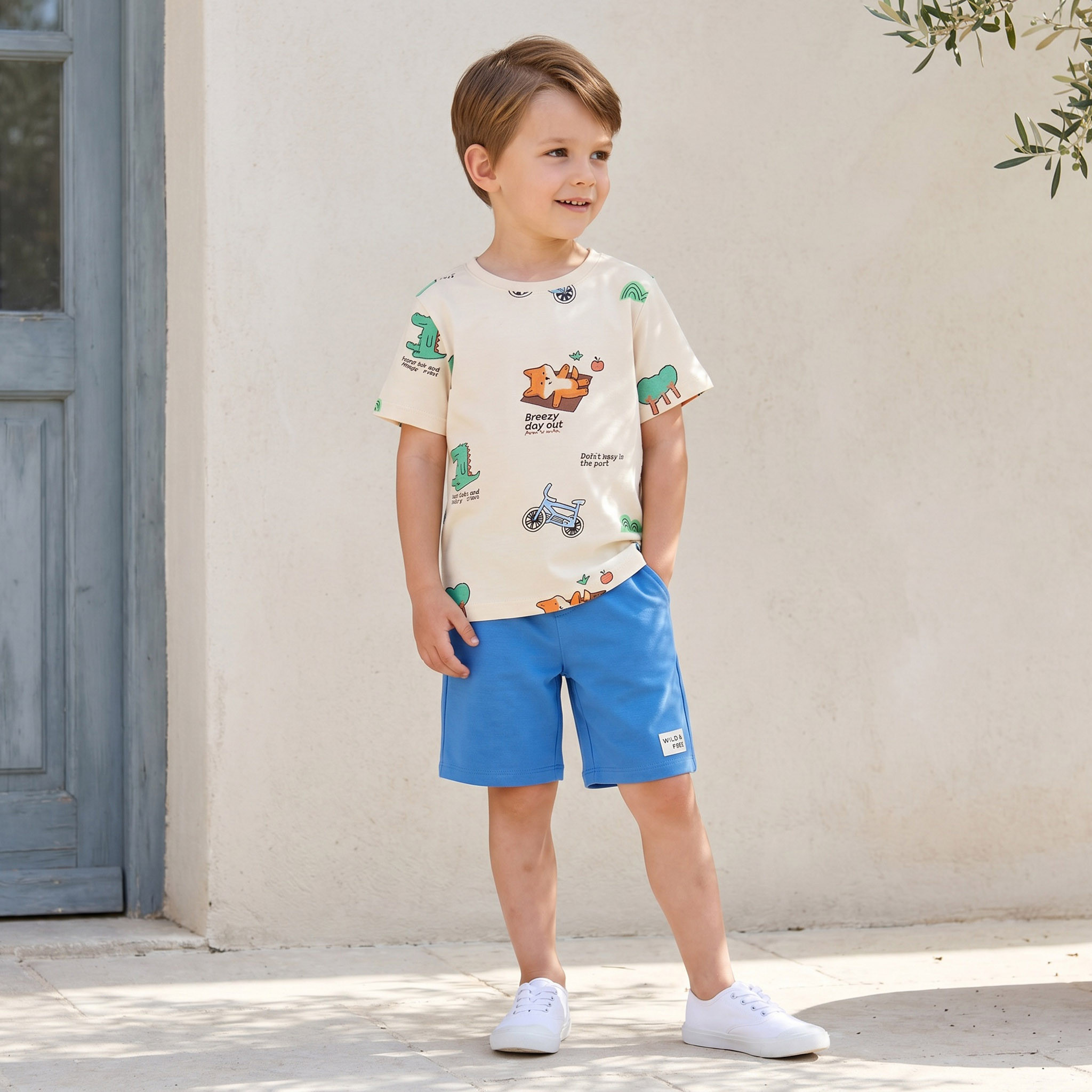 Juniors Crew Neck Short Sleeves T-shirt with Graphic Print-boys-clothing-tshirtsandpolos-image-2