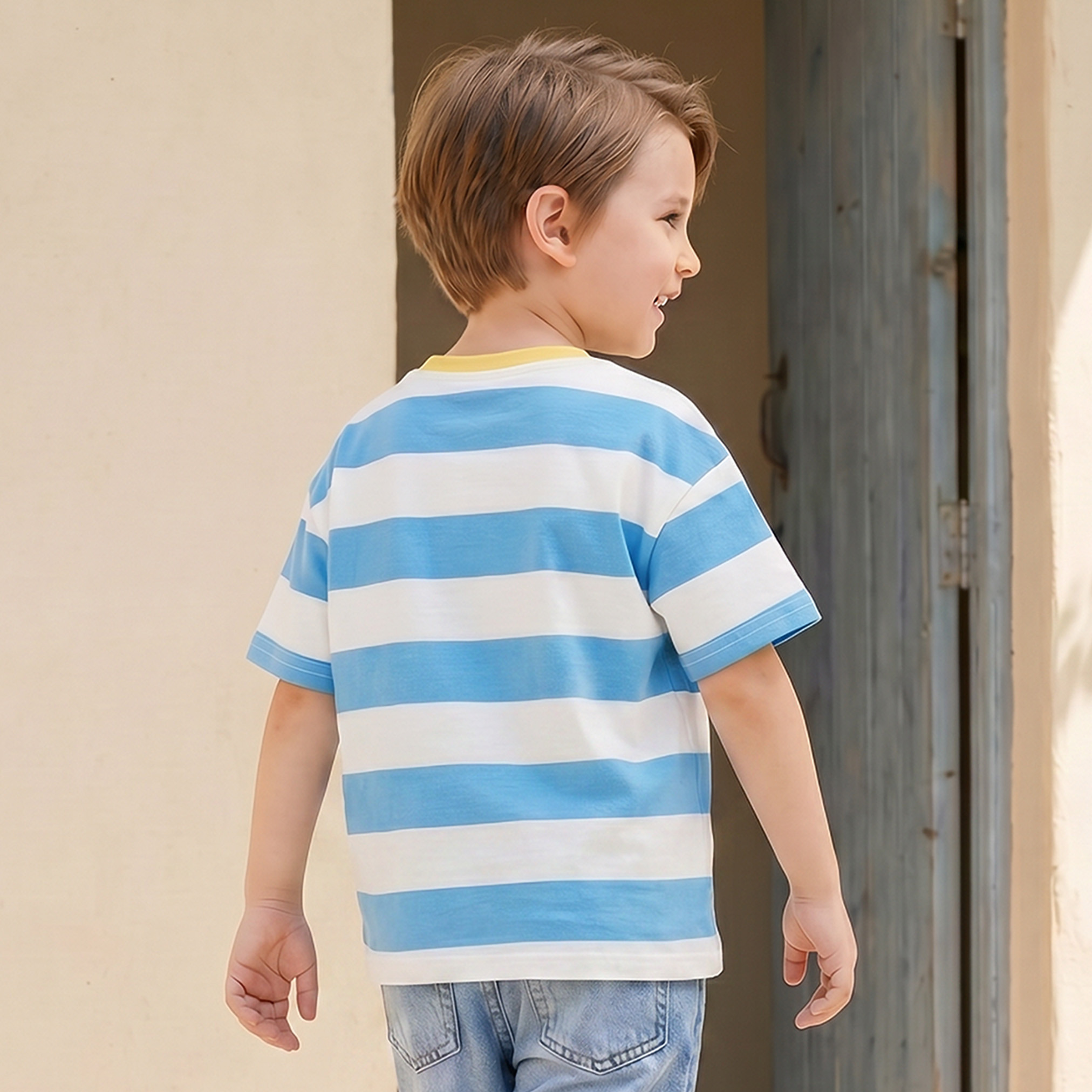 Juniors Crew Neck Short Sleeves T-shirt with Stripes-boys-clothing-tshirtsandpolos-image-3