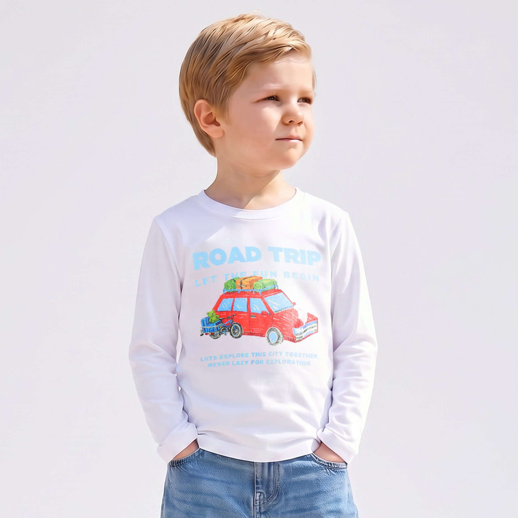 تيشيرت بياقة ضيقة وأكمام طويلة وطبعات من جونيورز-boys-clothing-tshirtsandpolos-image-1