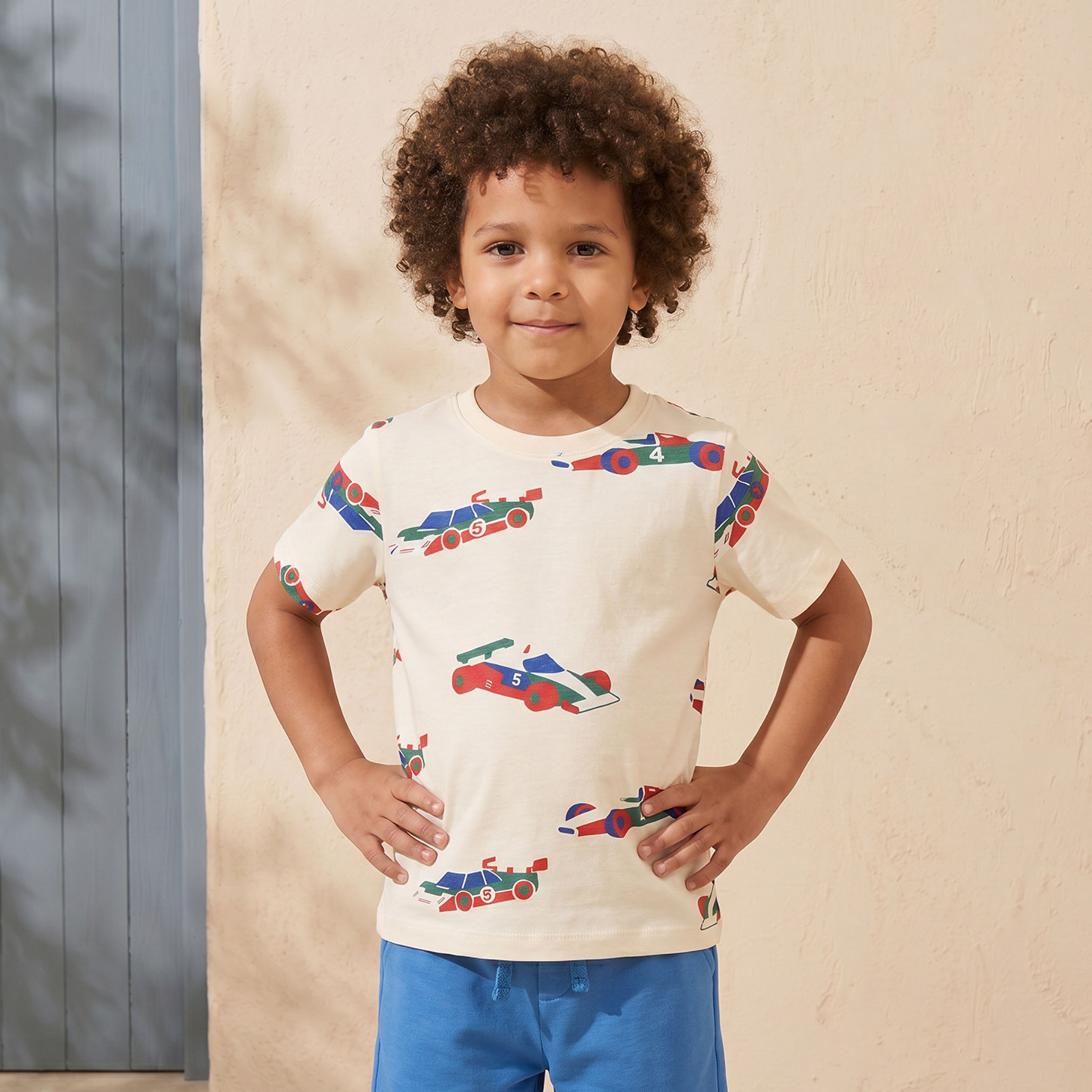Juniors Crew Neck Short Sleeves T-shirt with Racing Car Print-boys-clothing-tshirtsandpolos-image-1