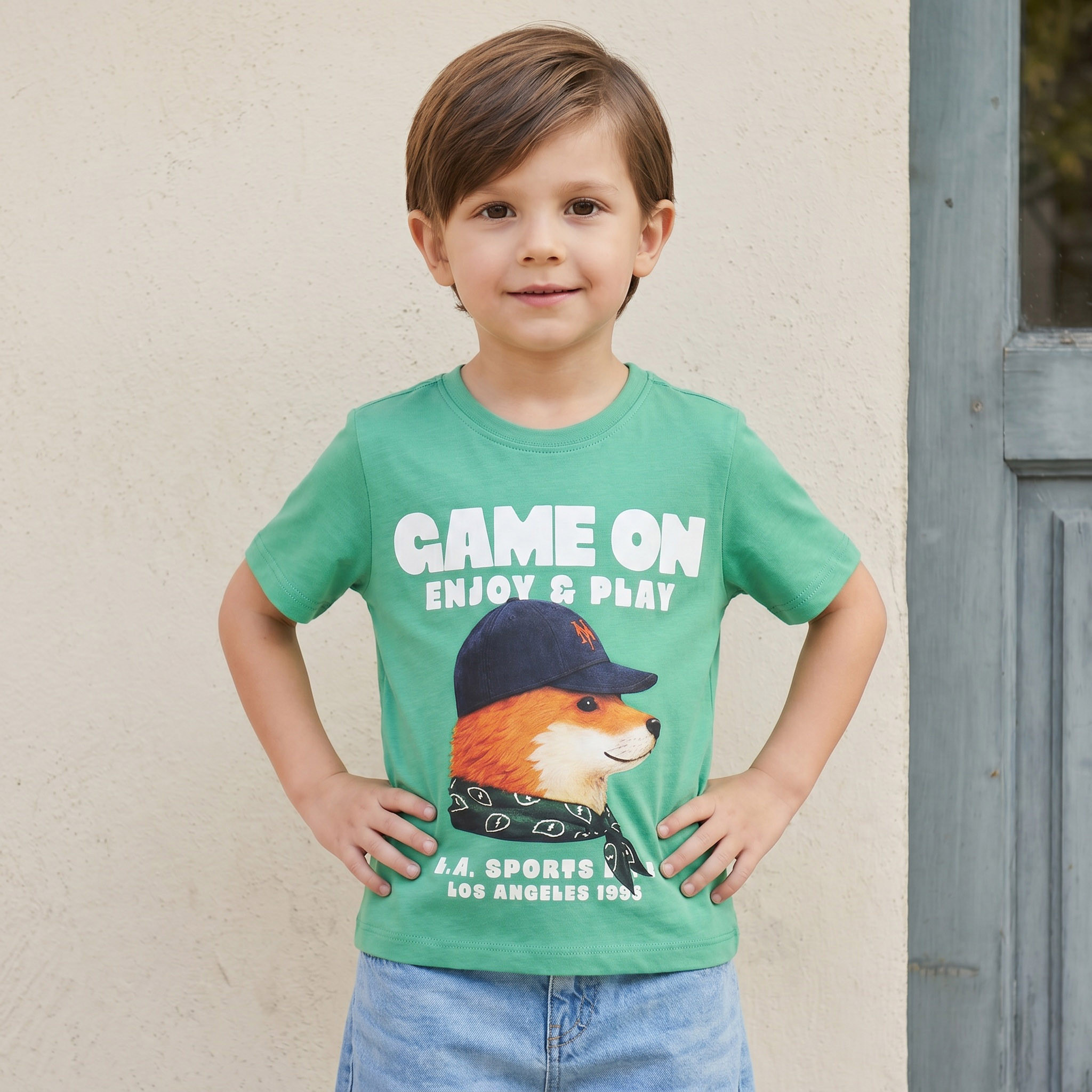 Juniors Crew Neck Short Sleeves T-shirt with Graphic Print-boys-clothing-tshirtsandpolos-image-1