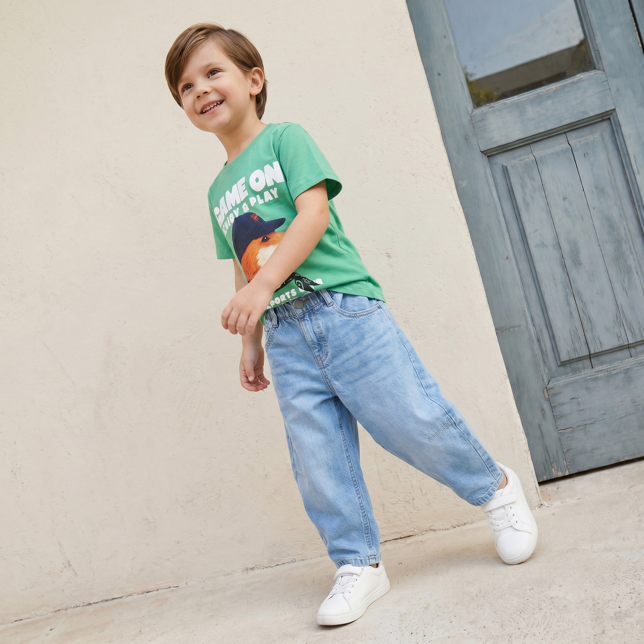 Juniors Crew Neck Short Sleeves T-shirt with Graphic Print-boys-clothing-tshirtsandpolos-image-2