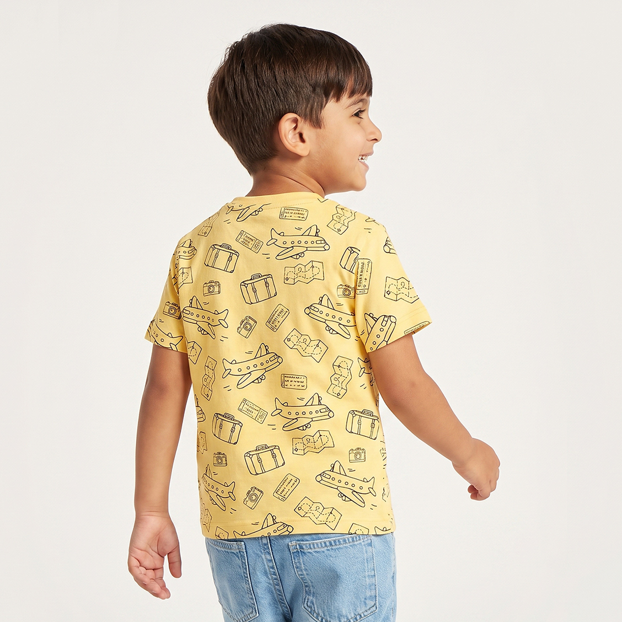 Juniors Crew Neck Short Sleeves T-shirt with Travel Print-boys-clothing-tshirtsandpolos-image-3