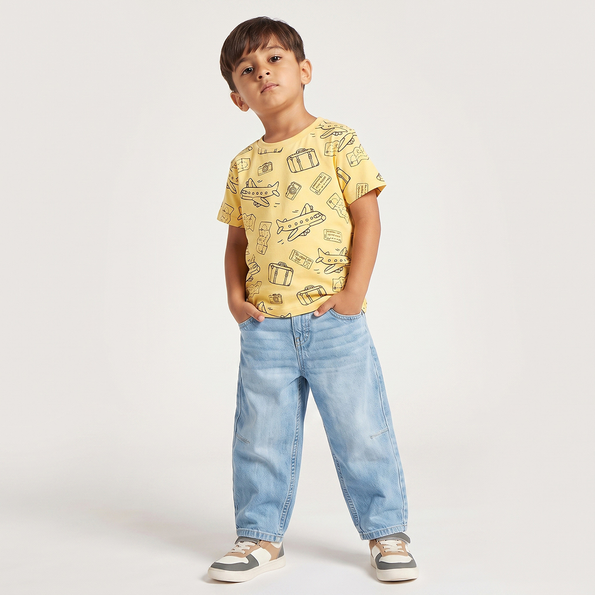 Juniors Crew Neck Short Sleeves T-shirt with Travel Print-boys-clothing-tshirtsandpolos-image-4