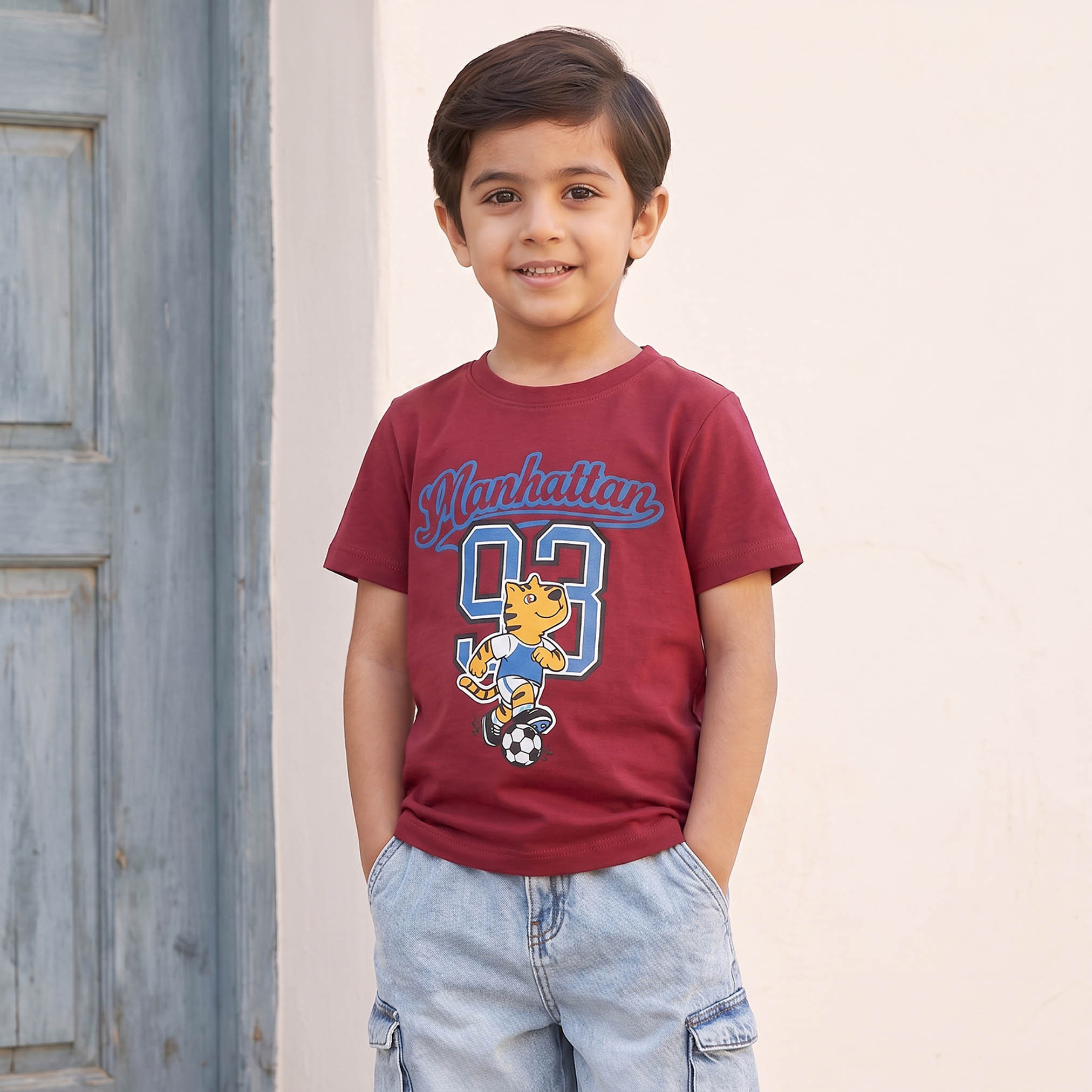 Juniors Crew Neck Short Sleeves T-shirt with Manhattan Print-boys-clothing-tshirtsandpolos-image-1