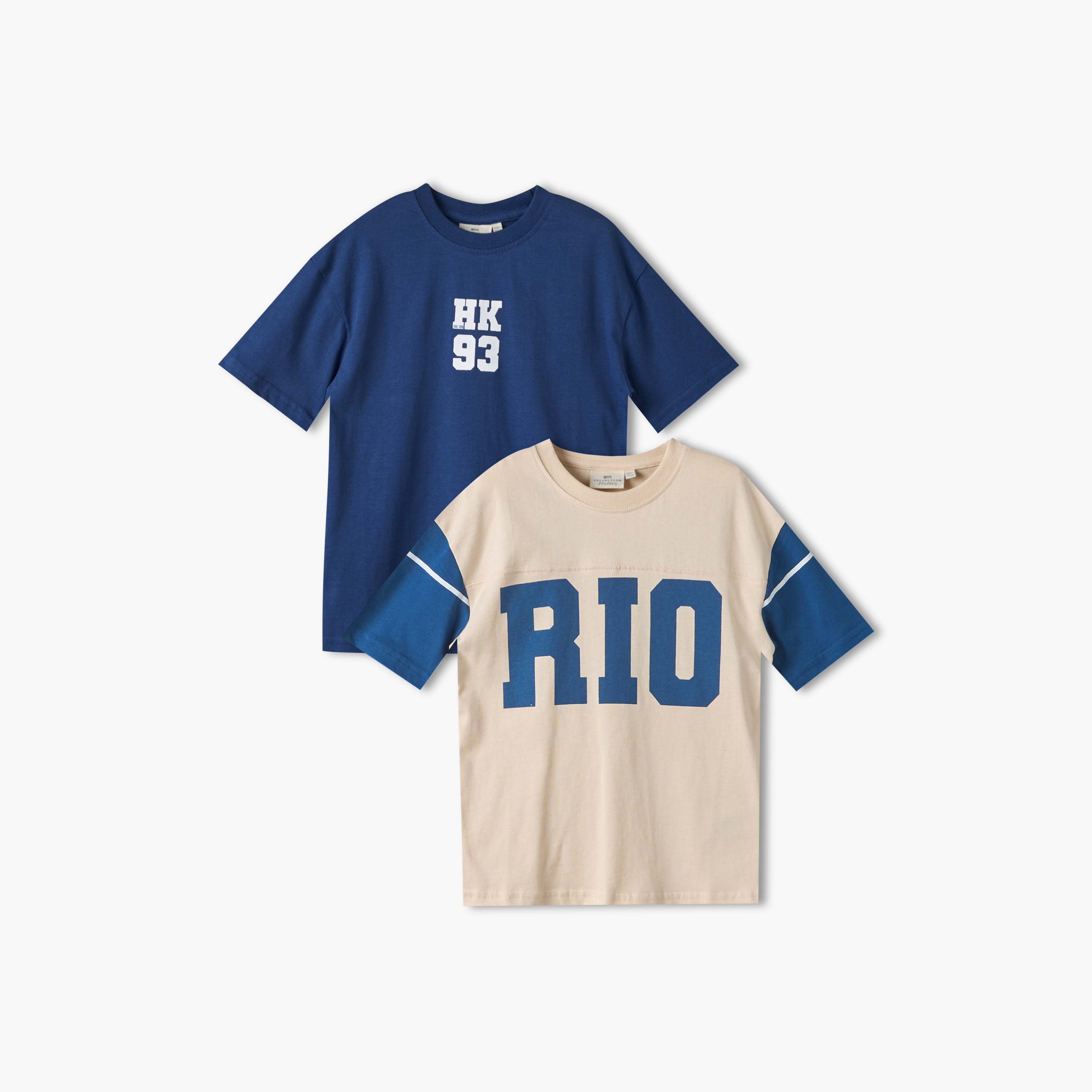 Pack of 2 Juniors Crew Neck Short Sleeves T-shirt with Assorted Print-boys-clothing-tshirtsandpolos-image-1