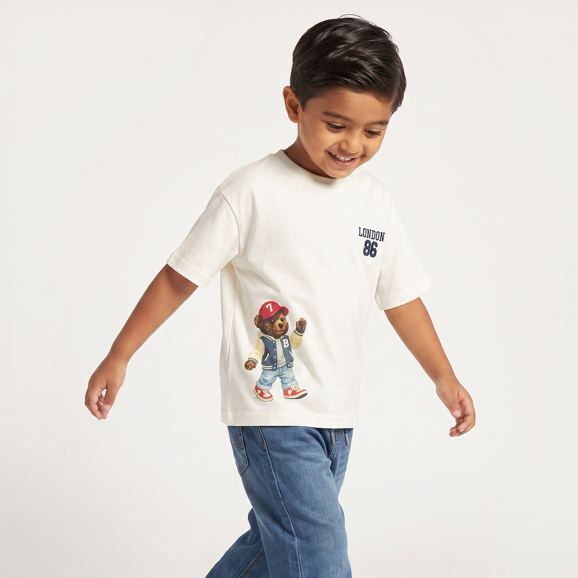 Juniors Crew Neck Short Sleeves T-shirt with Bear Print-boys-clothing-tshirtsandpolos-image-1