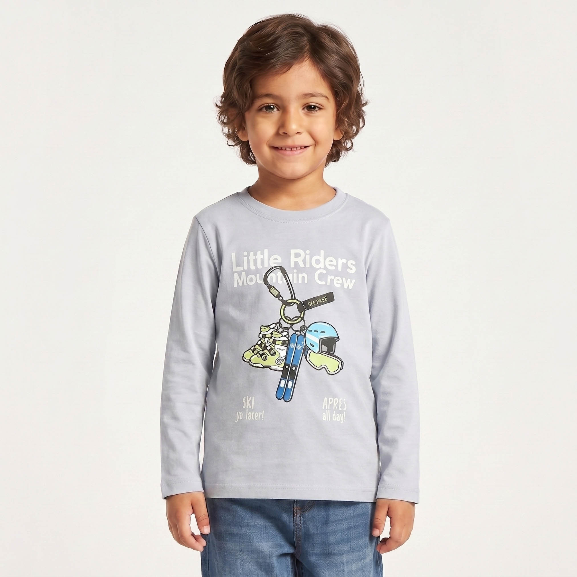 Juniors Crew Neck Long Sleeves T-shirt with Graphic Print-boys-clothing-tshirtsandpolos-image-1